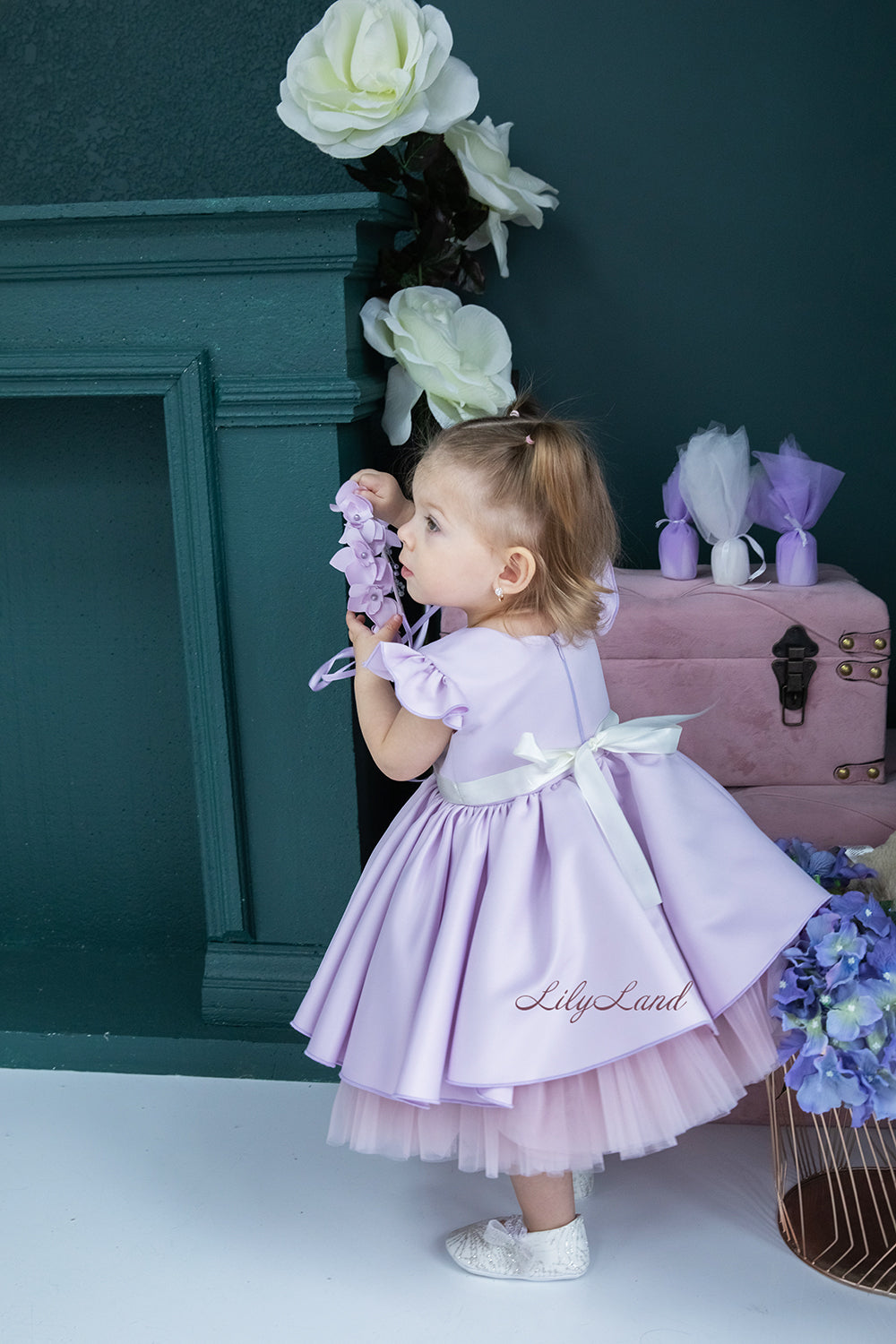Lydia Tutu Satin Girl Dress in Lavender