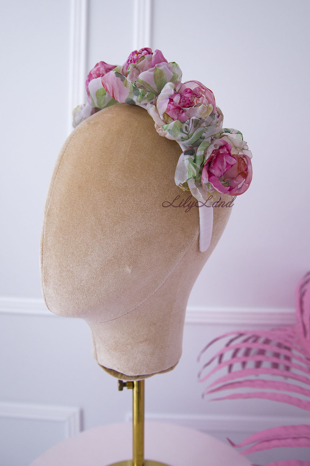 Floral Girl Headband in Pink and Green