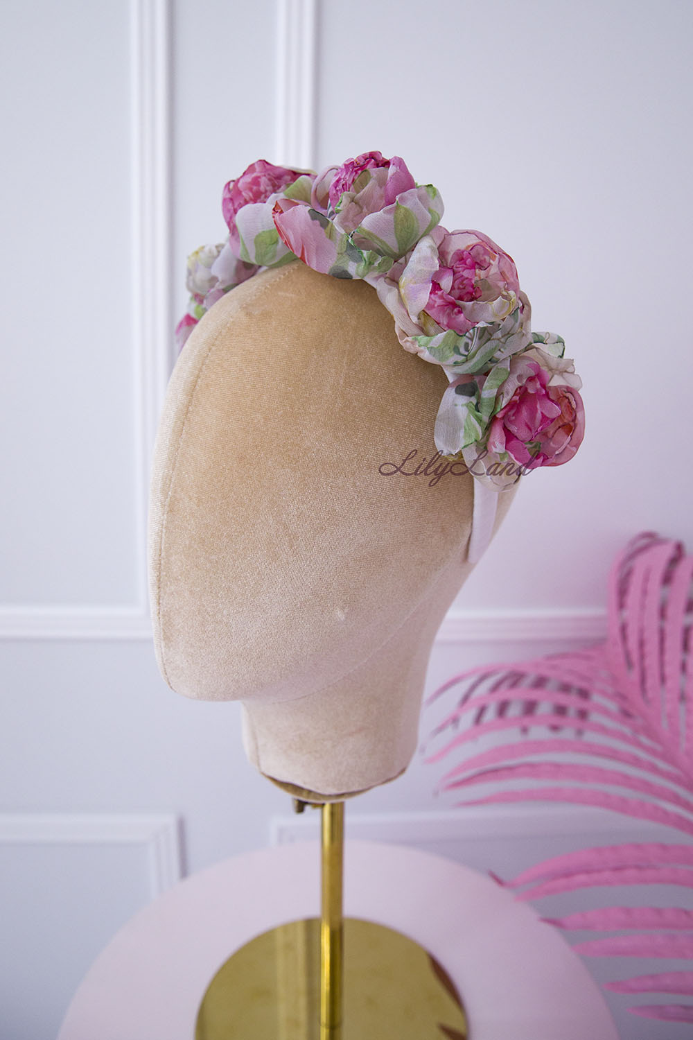 Floral Girl Headband in Pink and Green