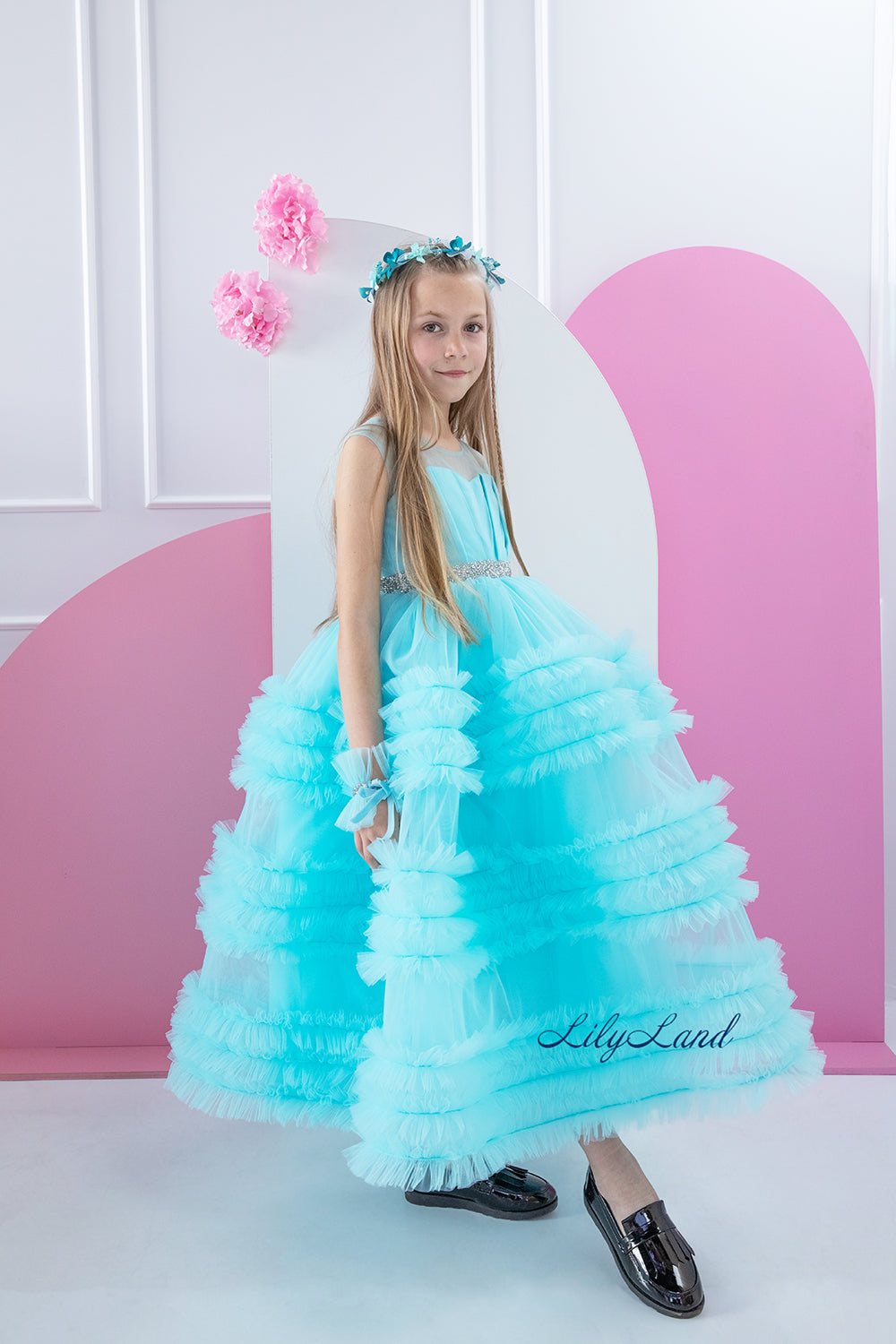 Matilda Baby Girl Long Dress in Turquoise