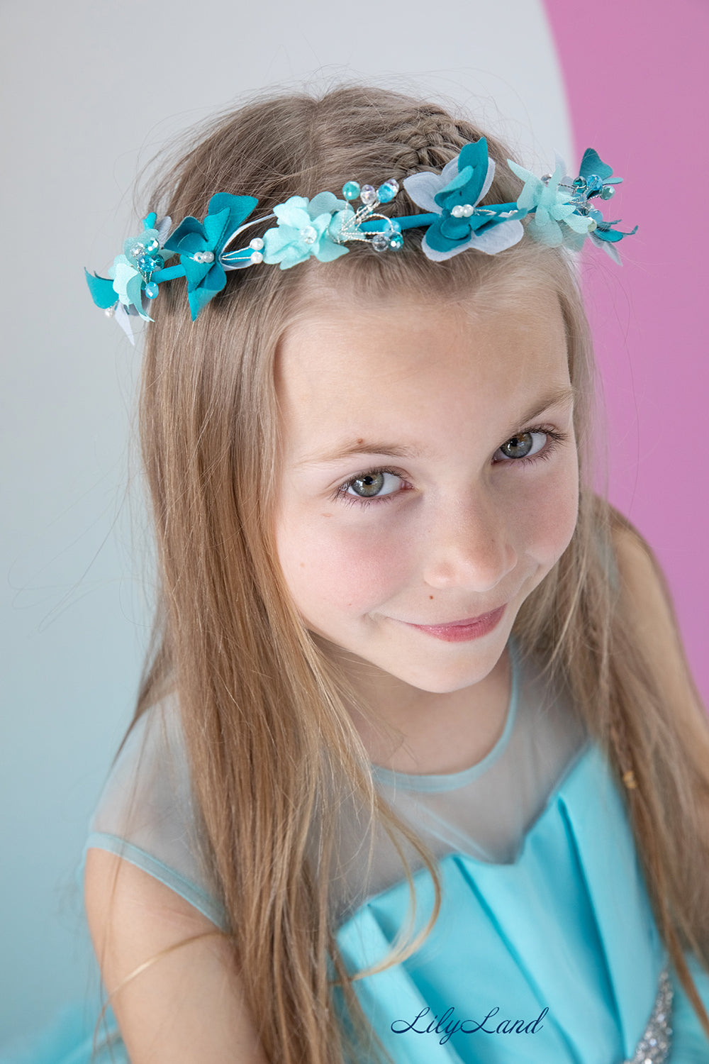 Matilda Baby Girl Long Dress in Turquoise