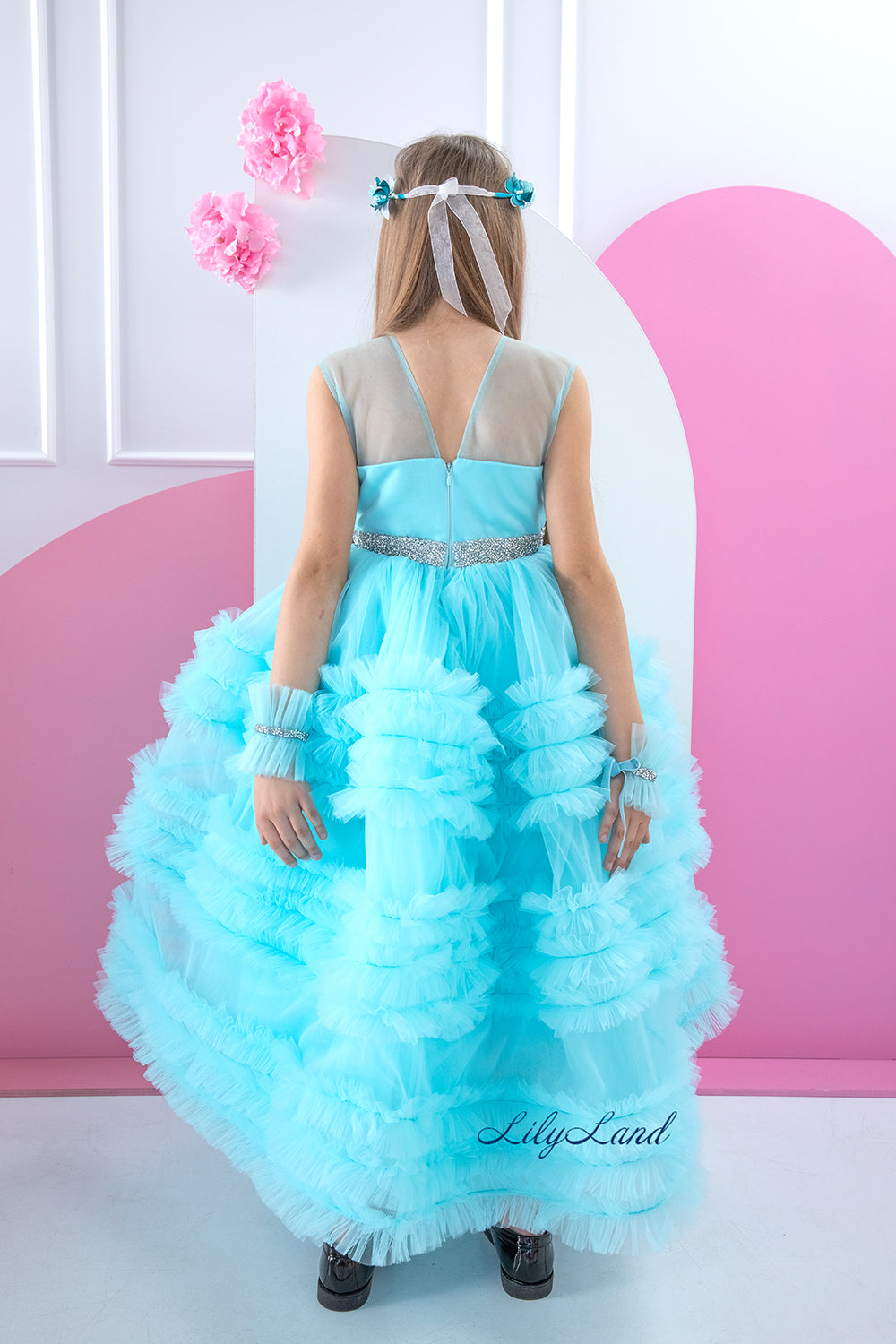 Matilda Baby Girl Long Dress in Turquoise