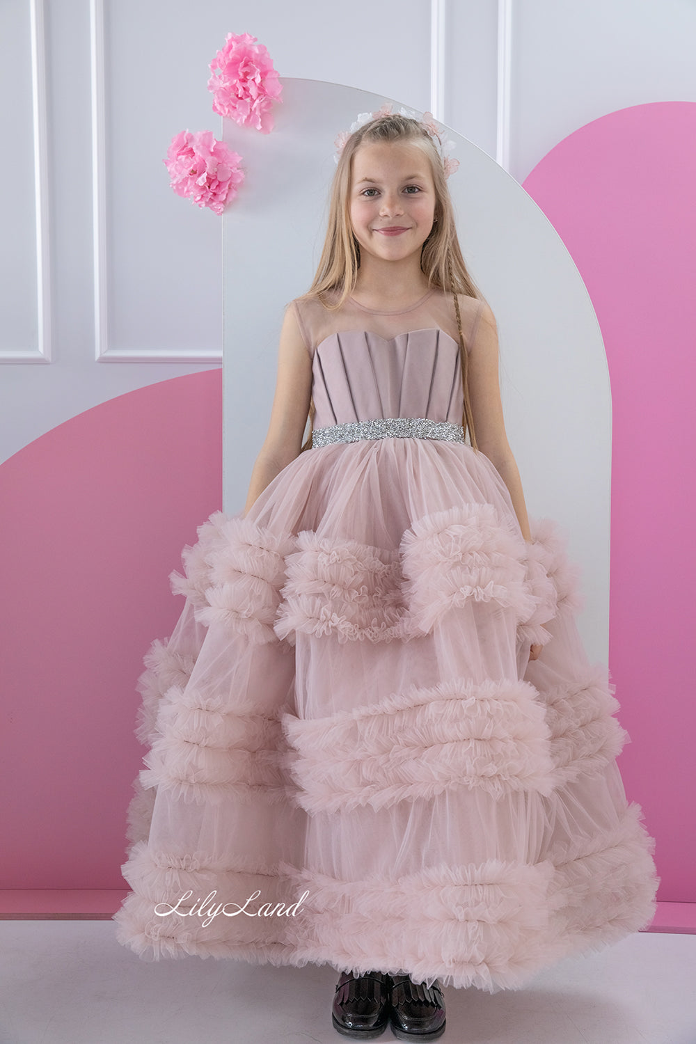 Matilda Baby Girl Long Dress in Cappuccino