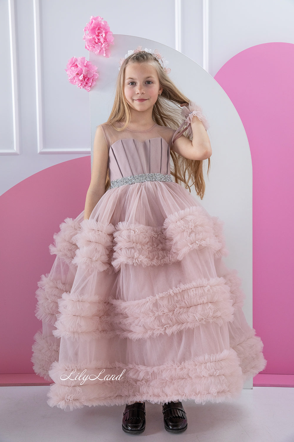 Matilda Baby Girl Long Dress in Cappuccino