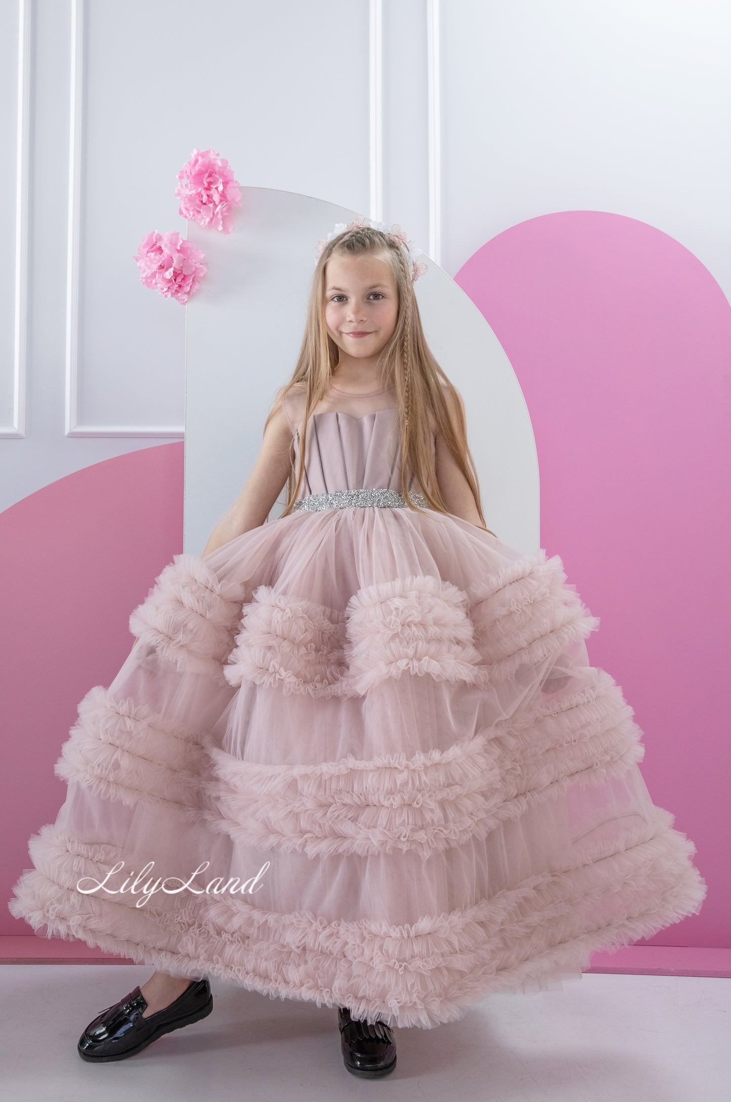Matilda Baby Girl Long Dress in Cappuccino