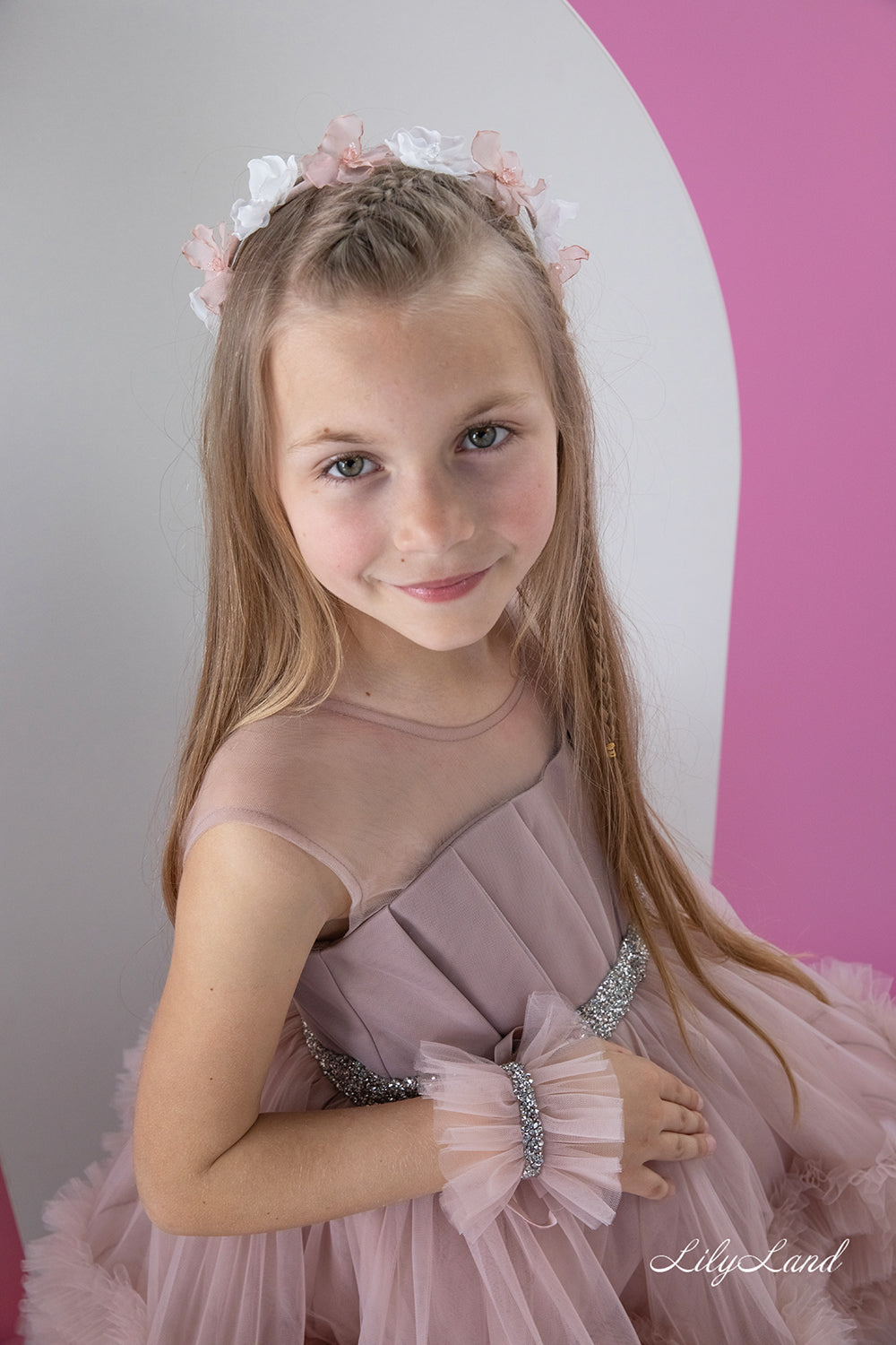 Matilda Baby Girl Long Dress in Cappuccino