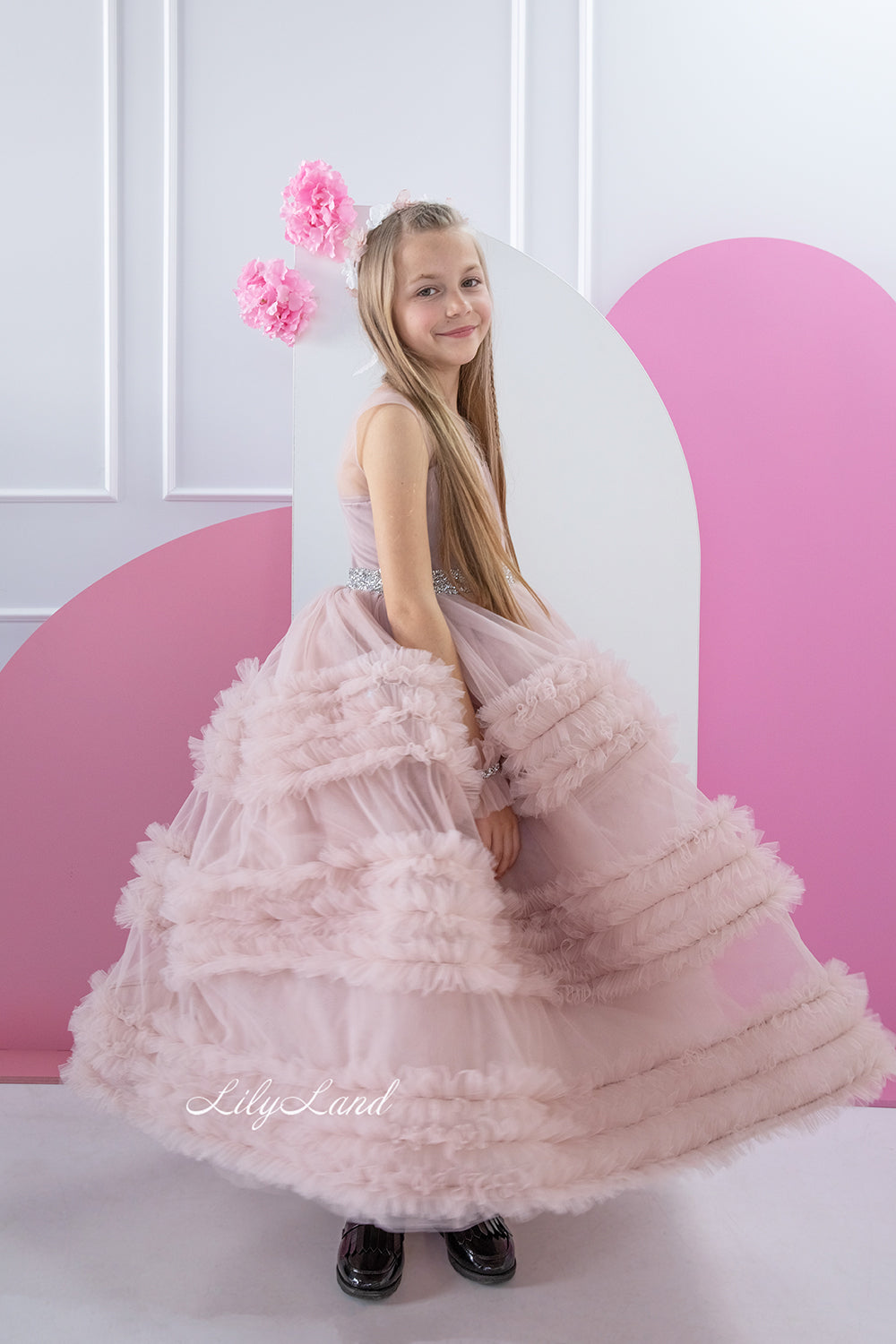 Matilda Baby Girl Long Dress in Cappuccino