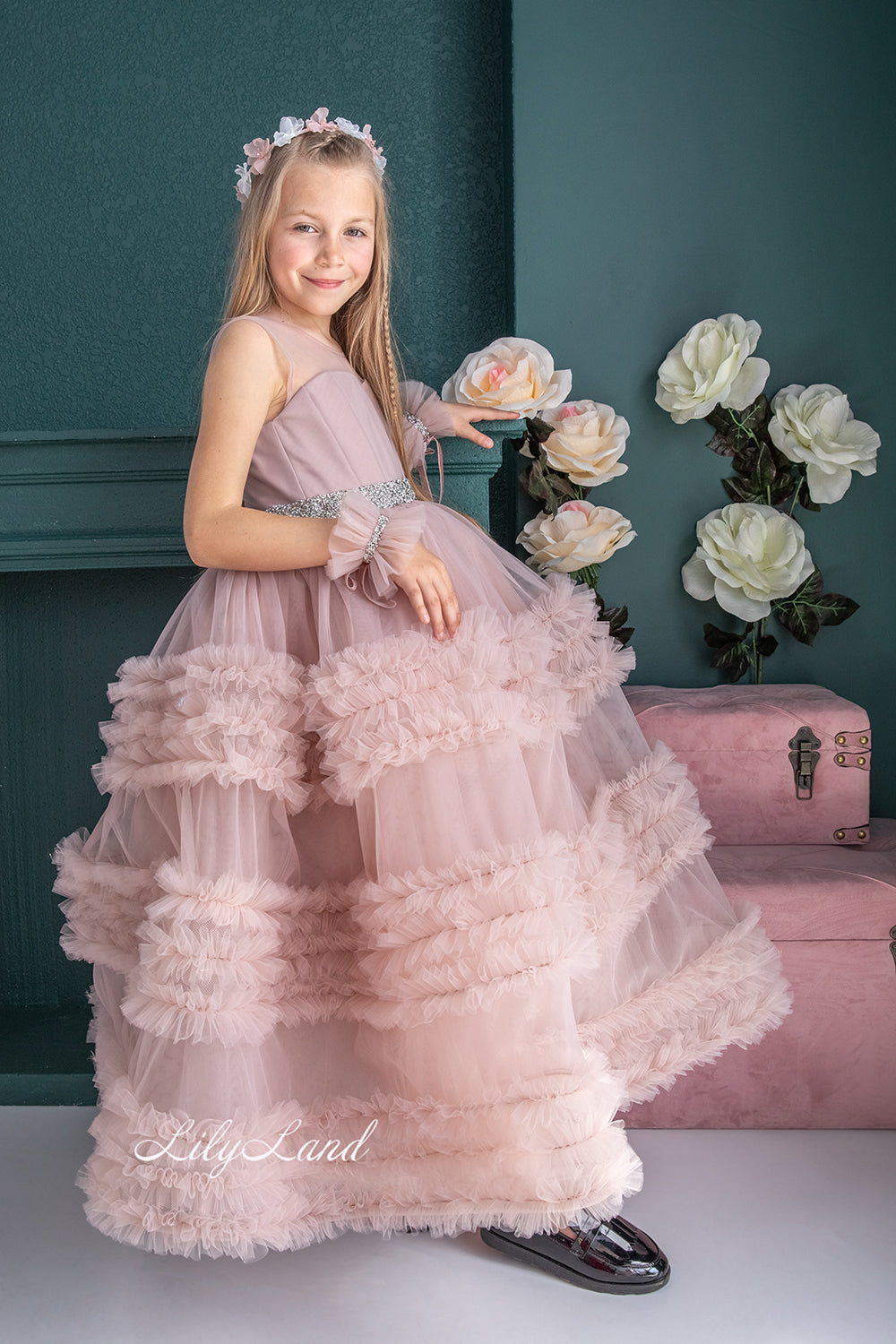 Matilda Baby Girl Long Dress in Blush Pink