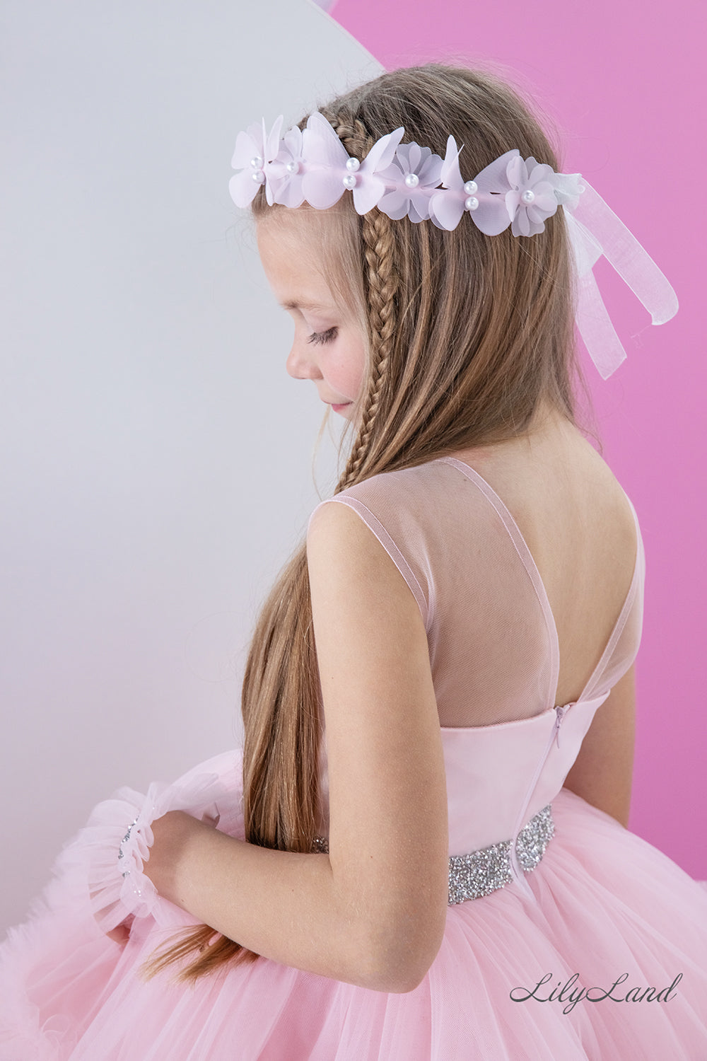 Matilda Baby Girl Long Dress in Blush Pink