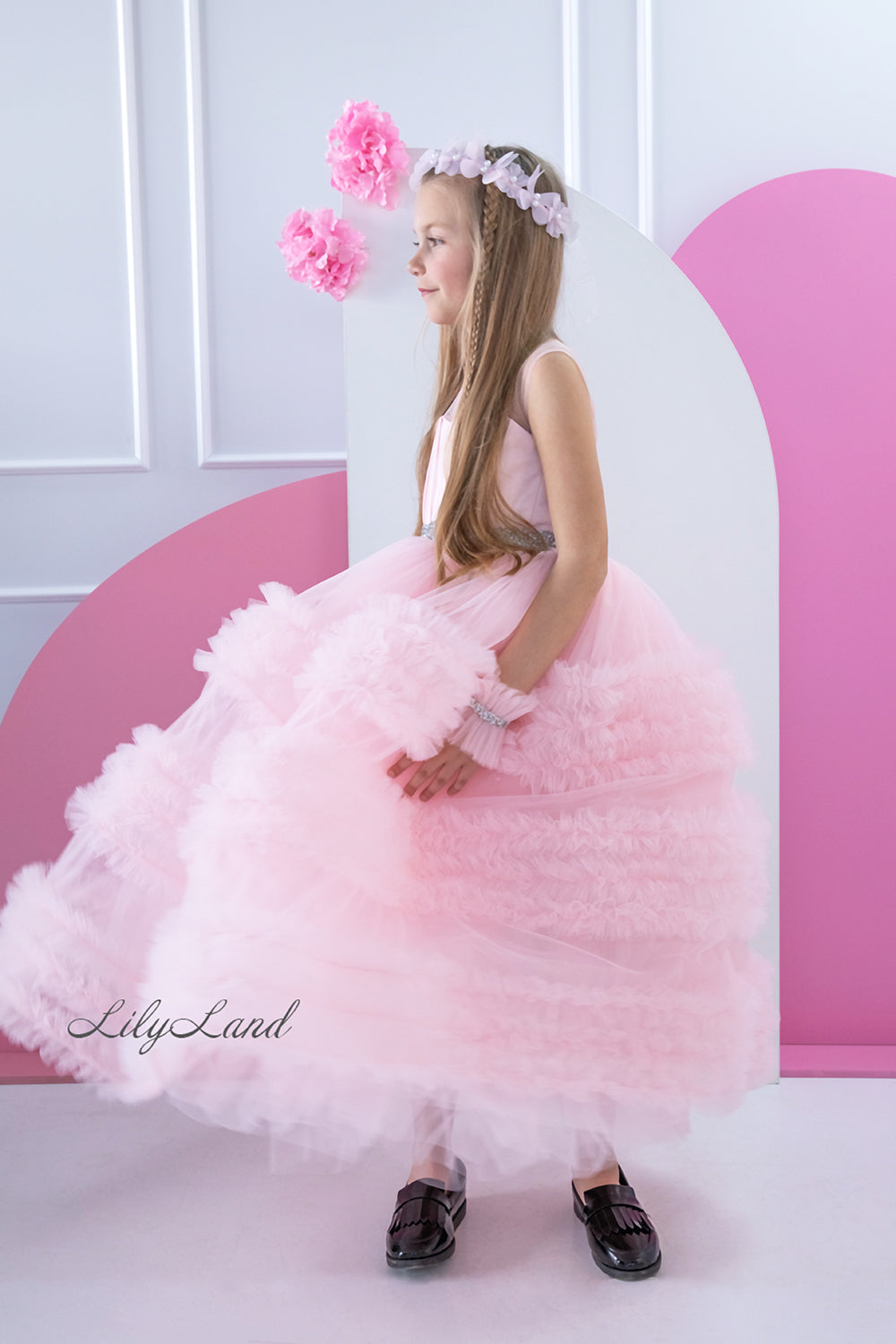 Matilda Baby Girl Long Dress in Blush Pink