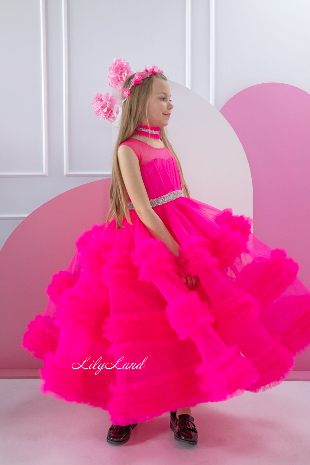 Matilda Baby Girl Long Dress in Hot Pink