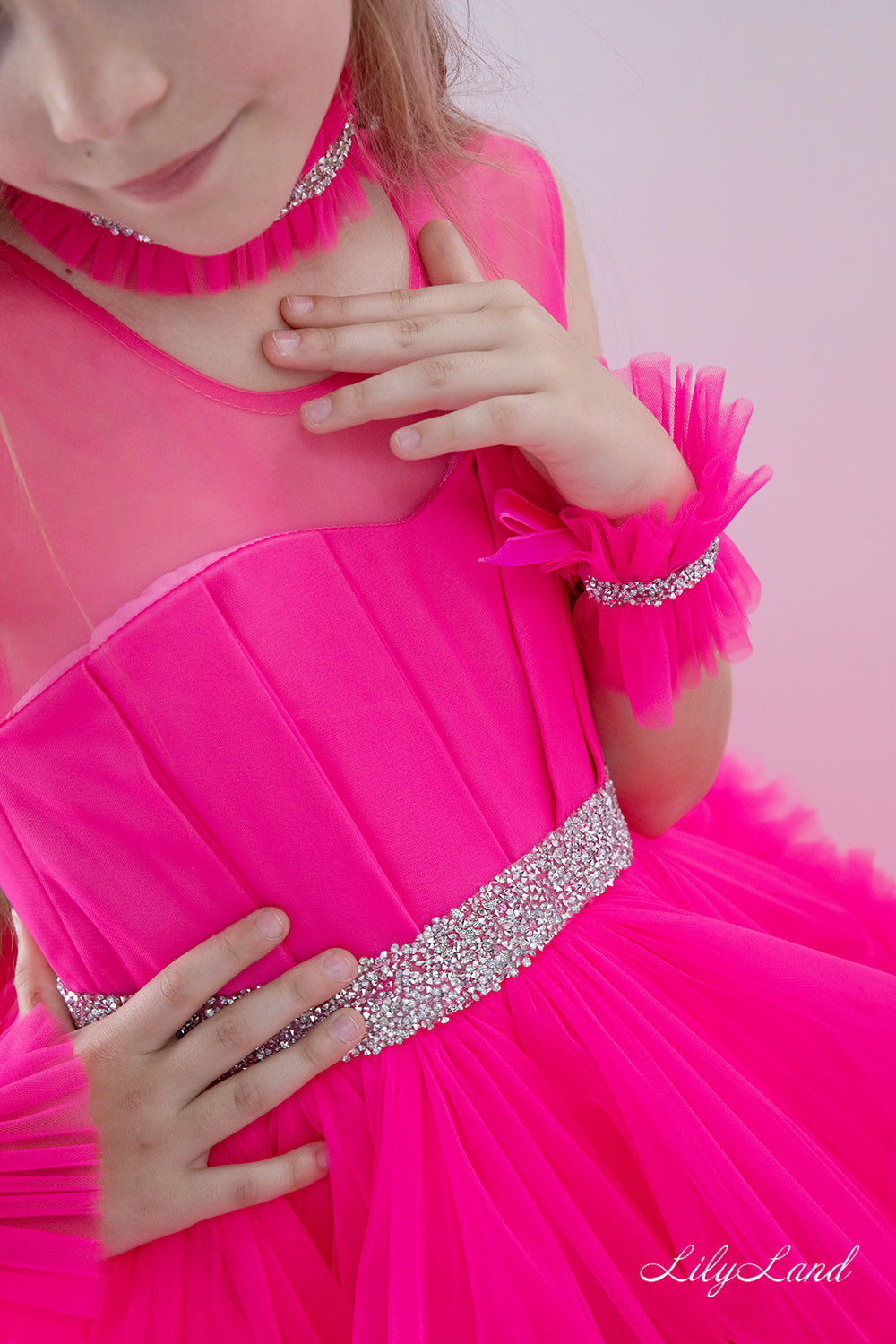 Matilda Baby Girl Long Dress in Hot Pink