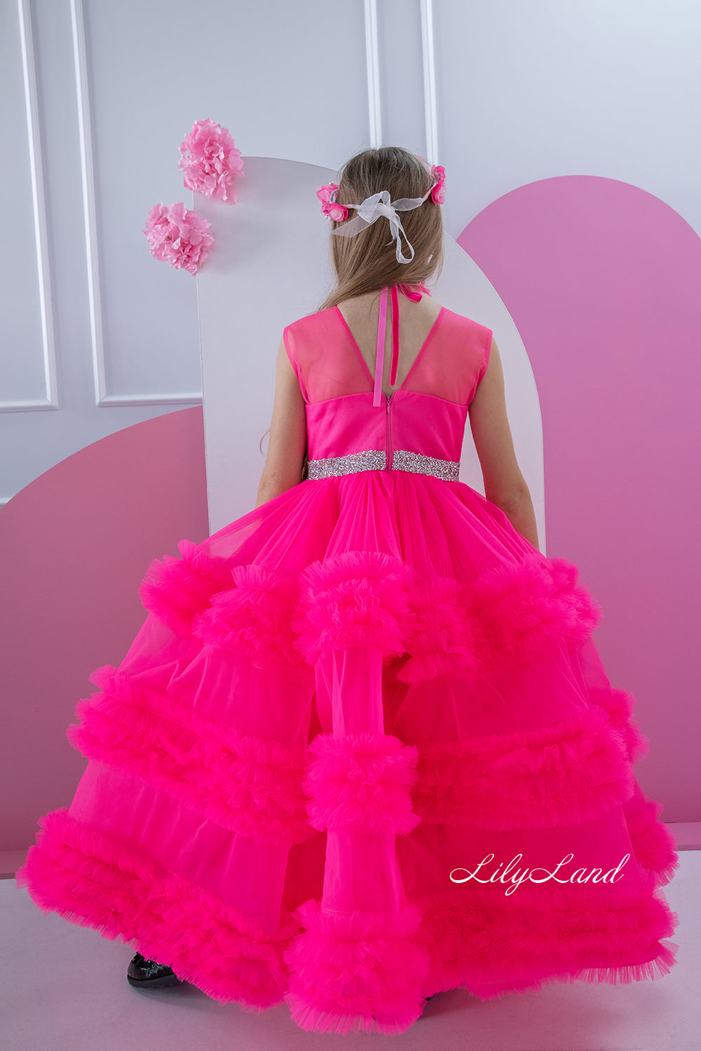 Matilda Baby Girl Long Dress in Hot Pink
