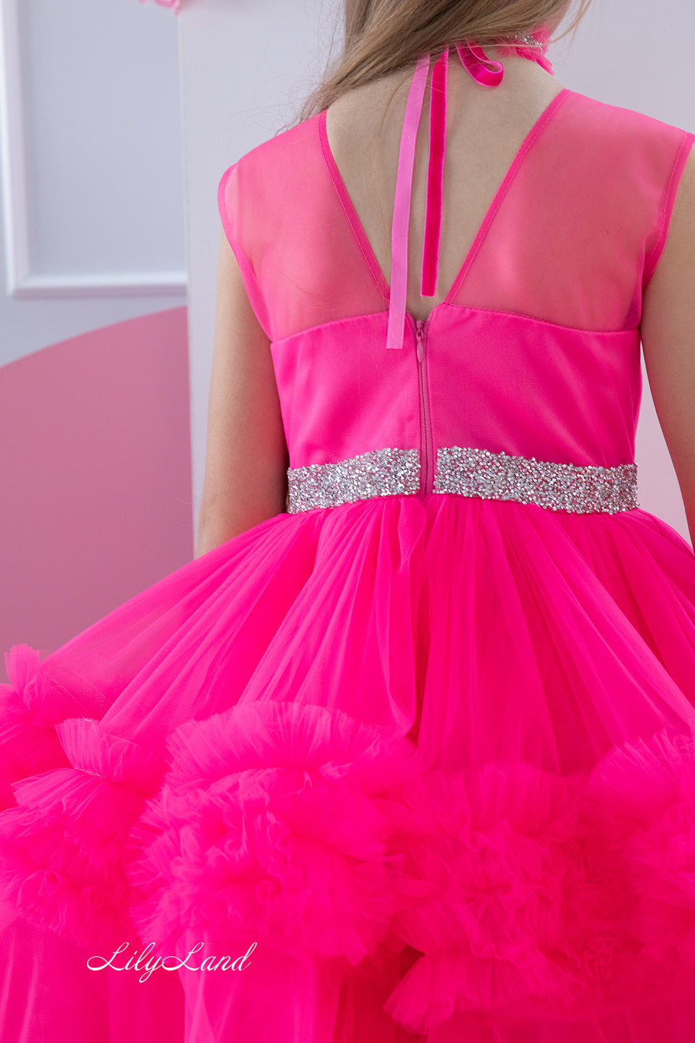 Matilda Baby Girl Long Dress in Hot Pink