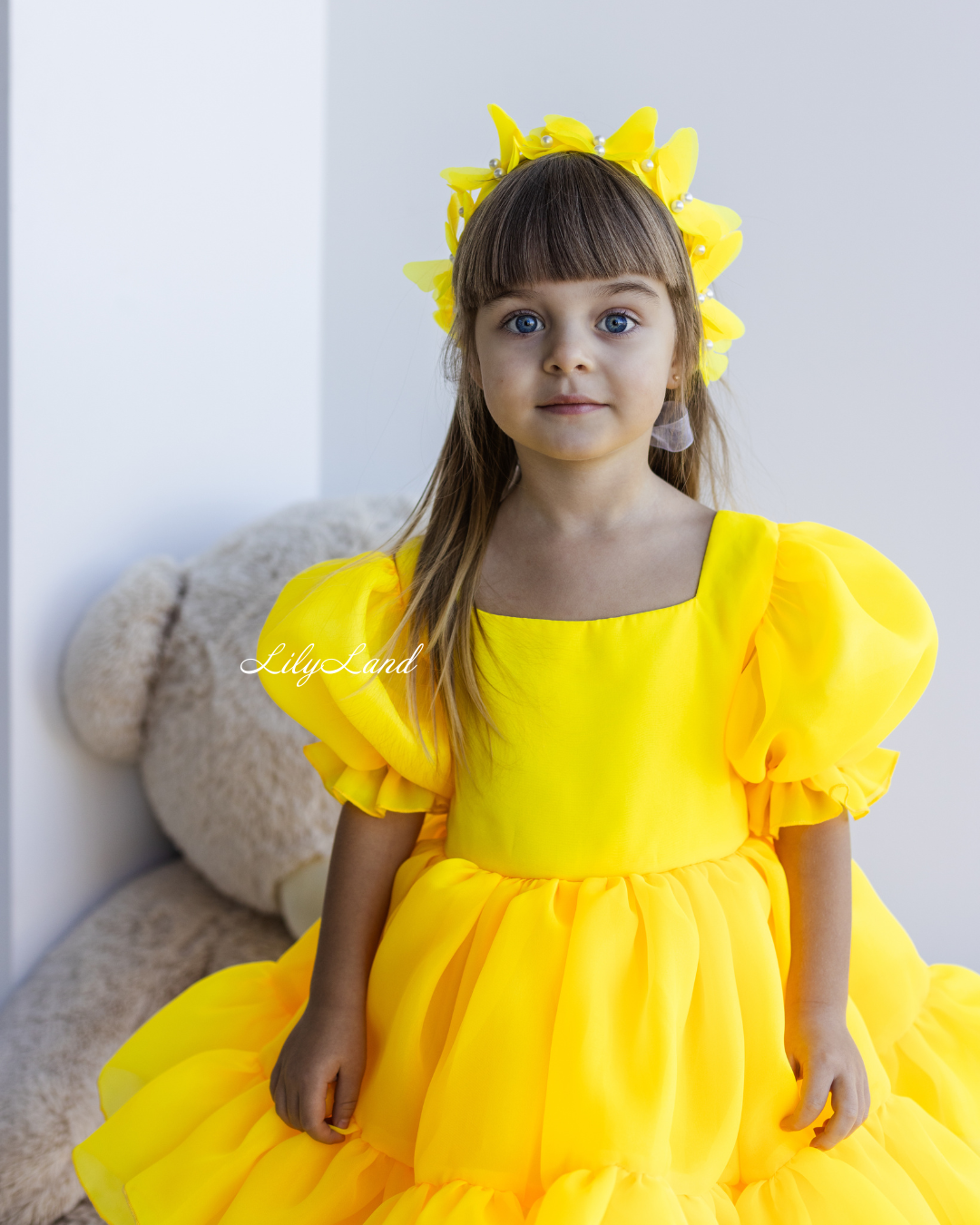 Marseille Puffy Tutu Girl Dress in Bright Neon Yellow
