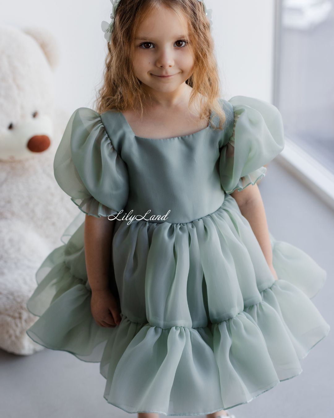 Marseille Puffy Tutu Girl Dress in Sage Green