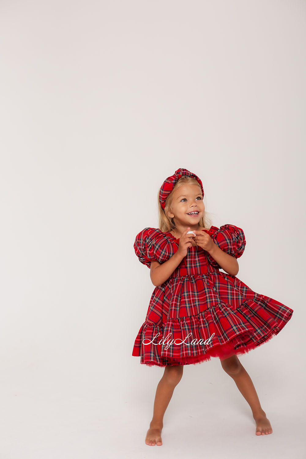 Christmas New Year Red Tartan Girl Dress
