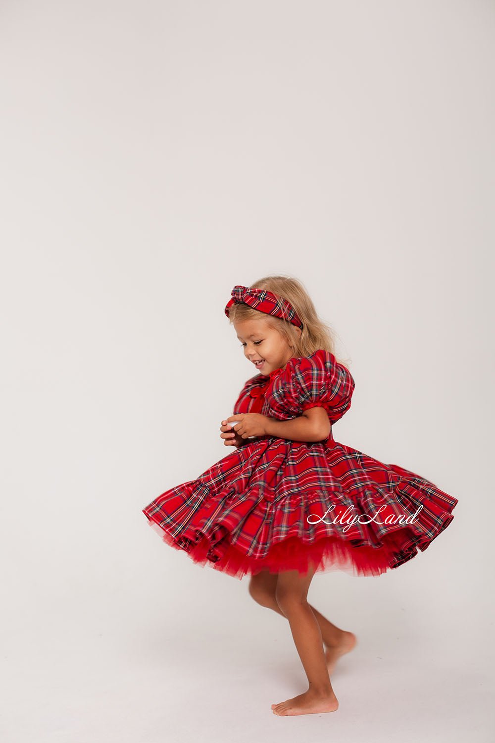 Christmas New Year Red Tartan Girl Dress