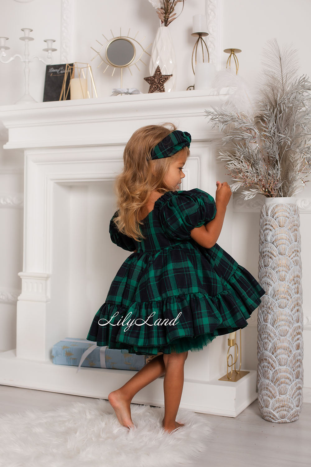 Christmas New Year Green Tartan Girl Dress