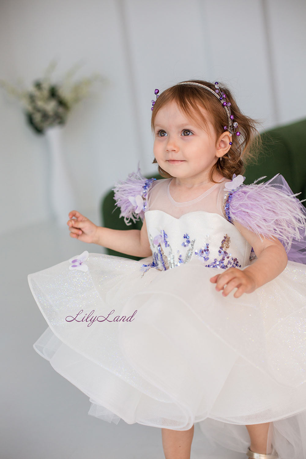 Daphne Sparkling Girl Dress in Emerald Green
