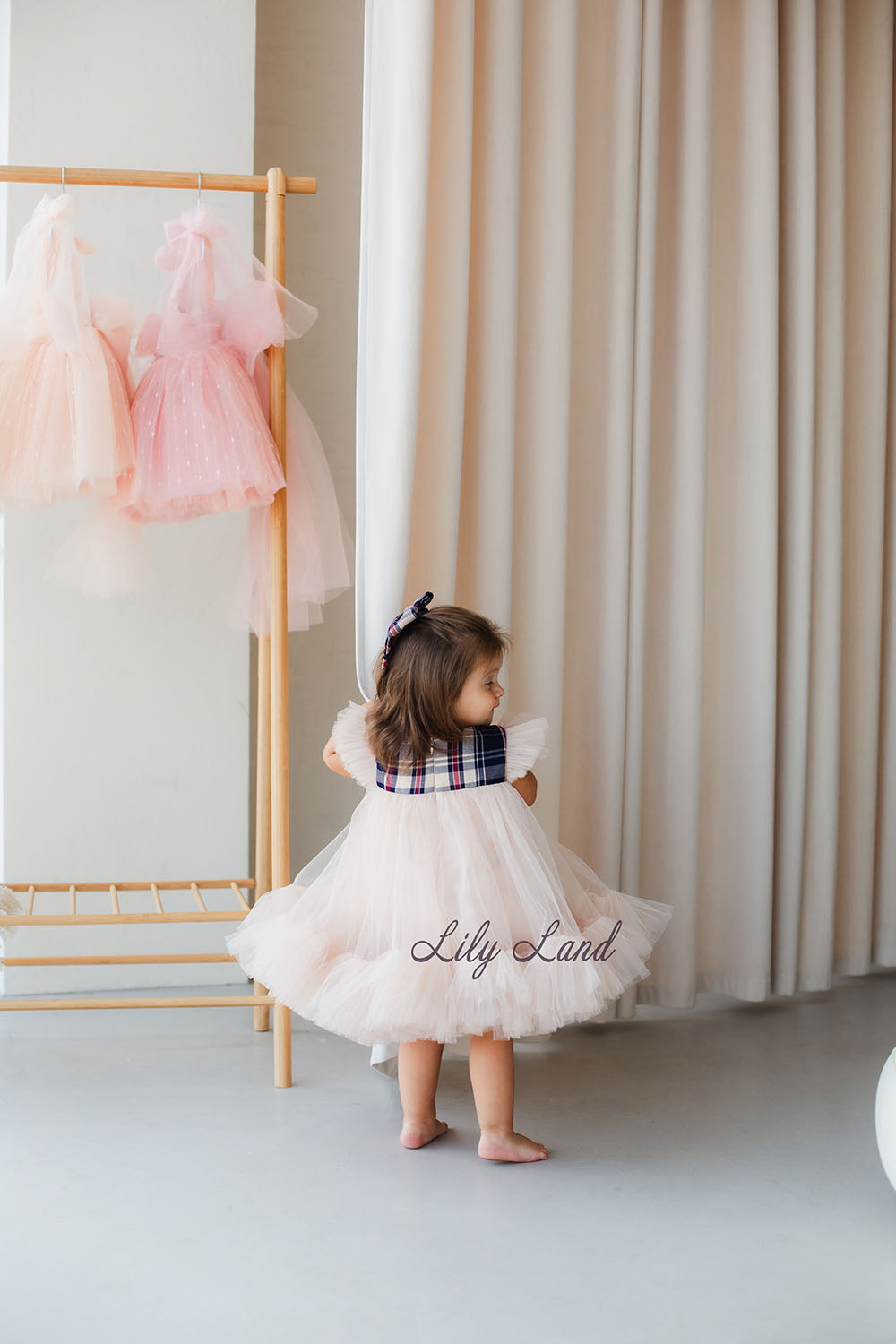 Belle New Year Christmas Girl Dress in Red Tartan