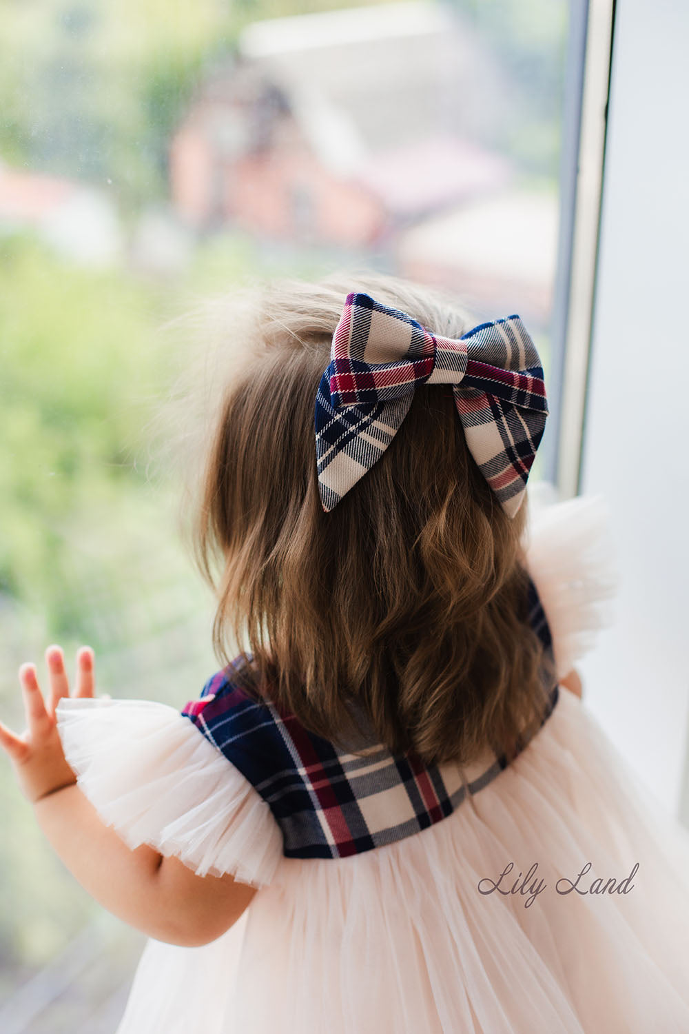 Belle New Year Christmas Tartan Girl Dress in Beige