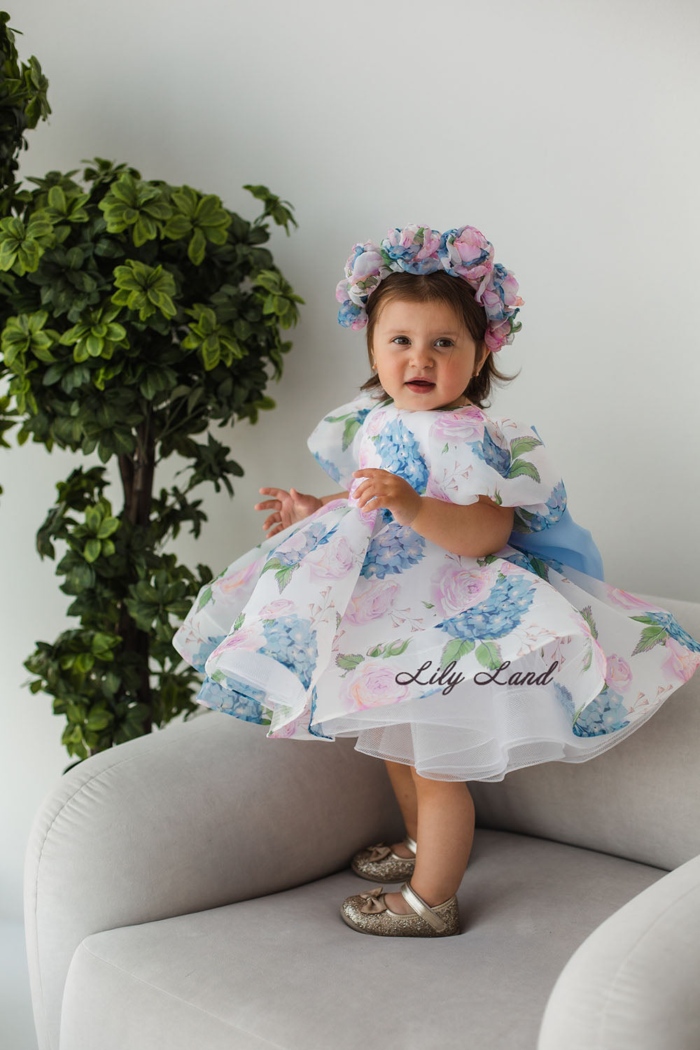 Lori Puffy Girl Dress with Red Hearts