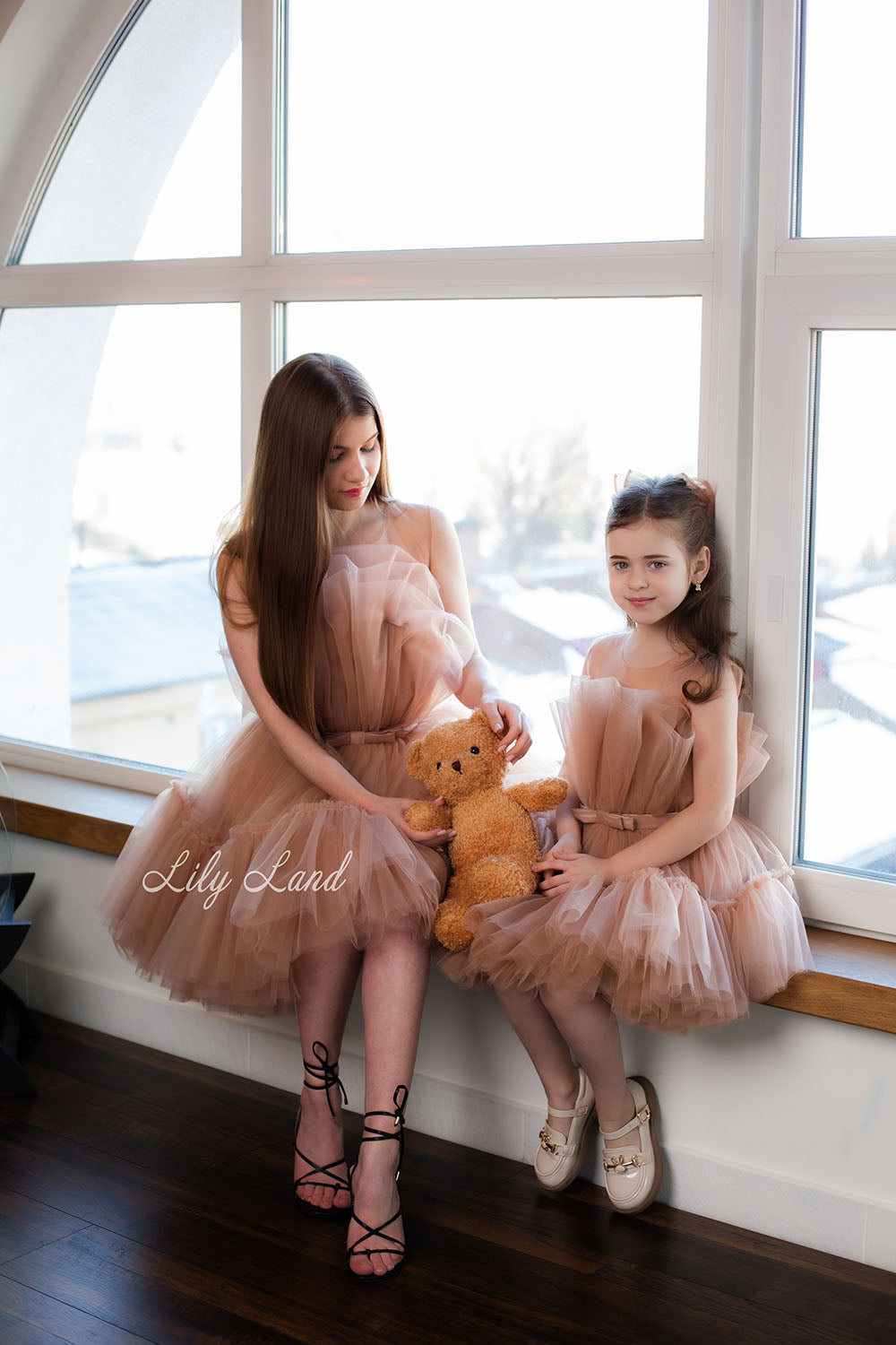 Barbie Matching Tulle Dresses Mommy and Daughter in Beige