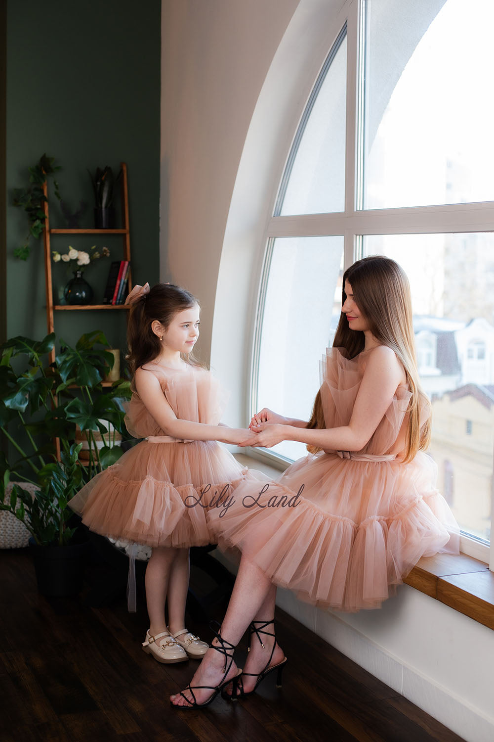 Barbie Matching Tulle Dresses Mommy and Daughter in Beige