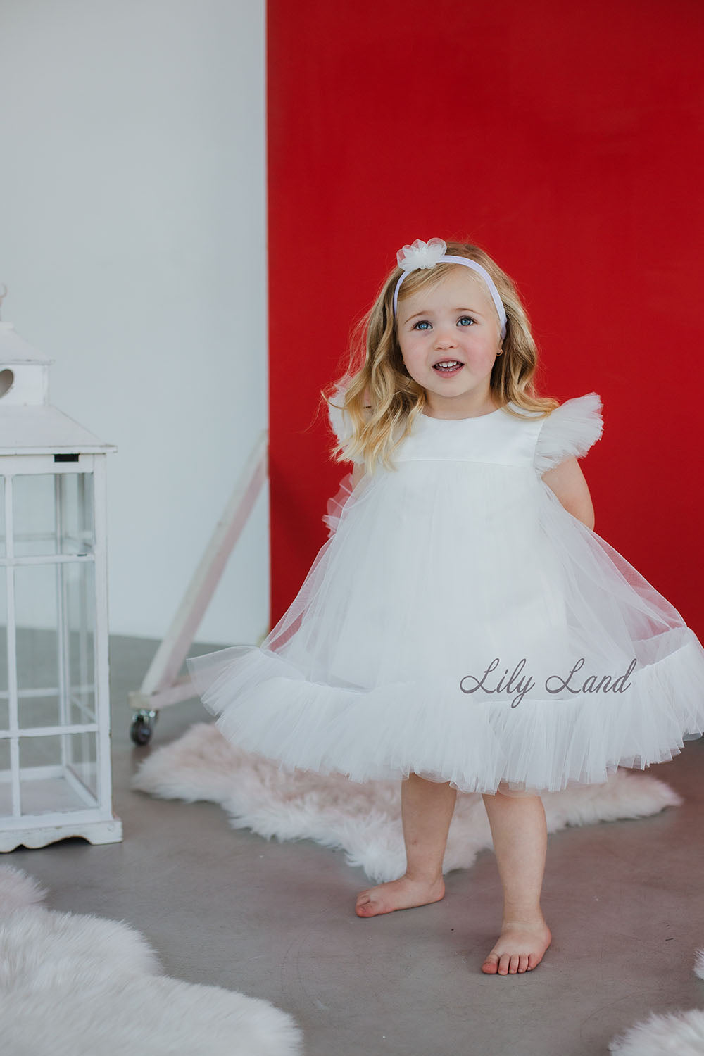 Belle Tulle Girl Dress in White