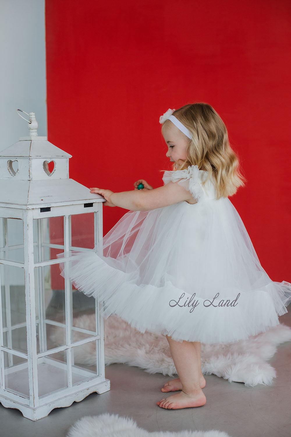 Belle Tulle Girl Dress in White