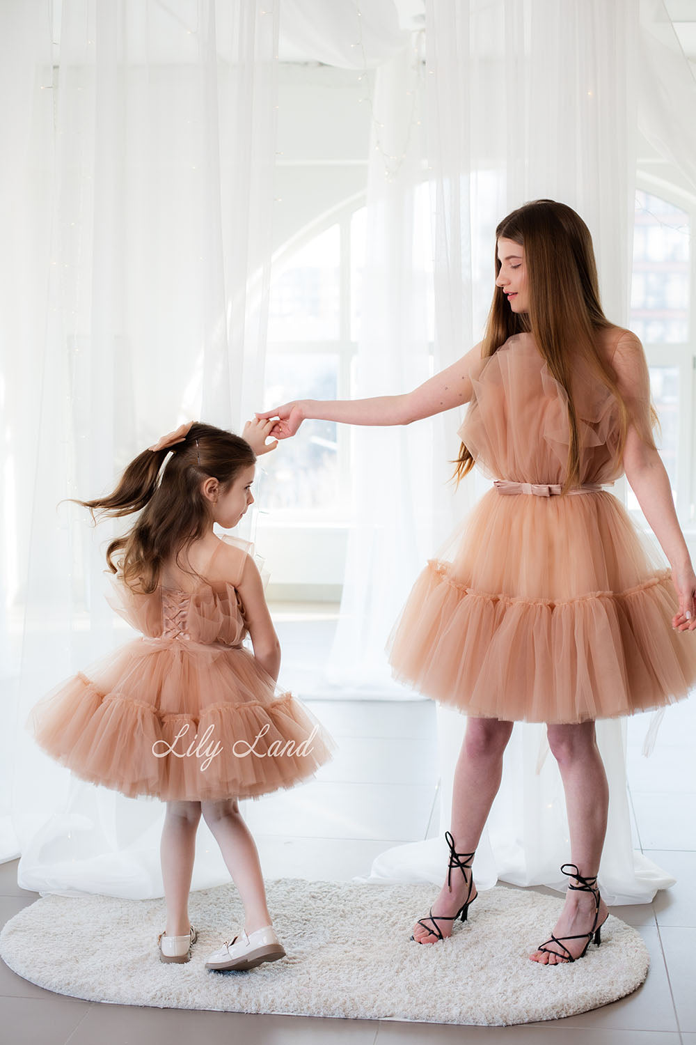 Barbie Matching Tulle Dresses Mommy and Daughter in Beige