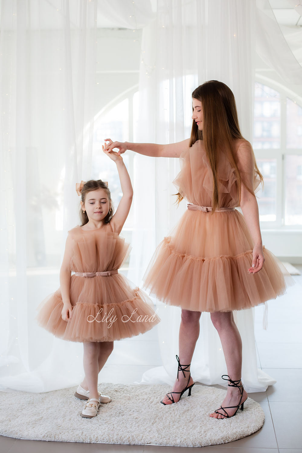 Barbie Matching Tulle Dresses Mommy and Daughter in Beige