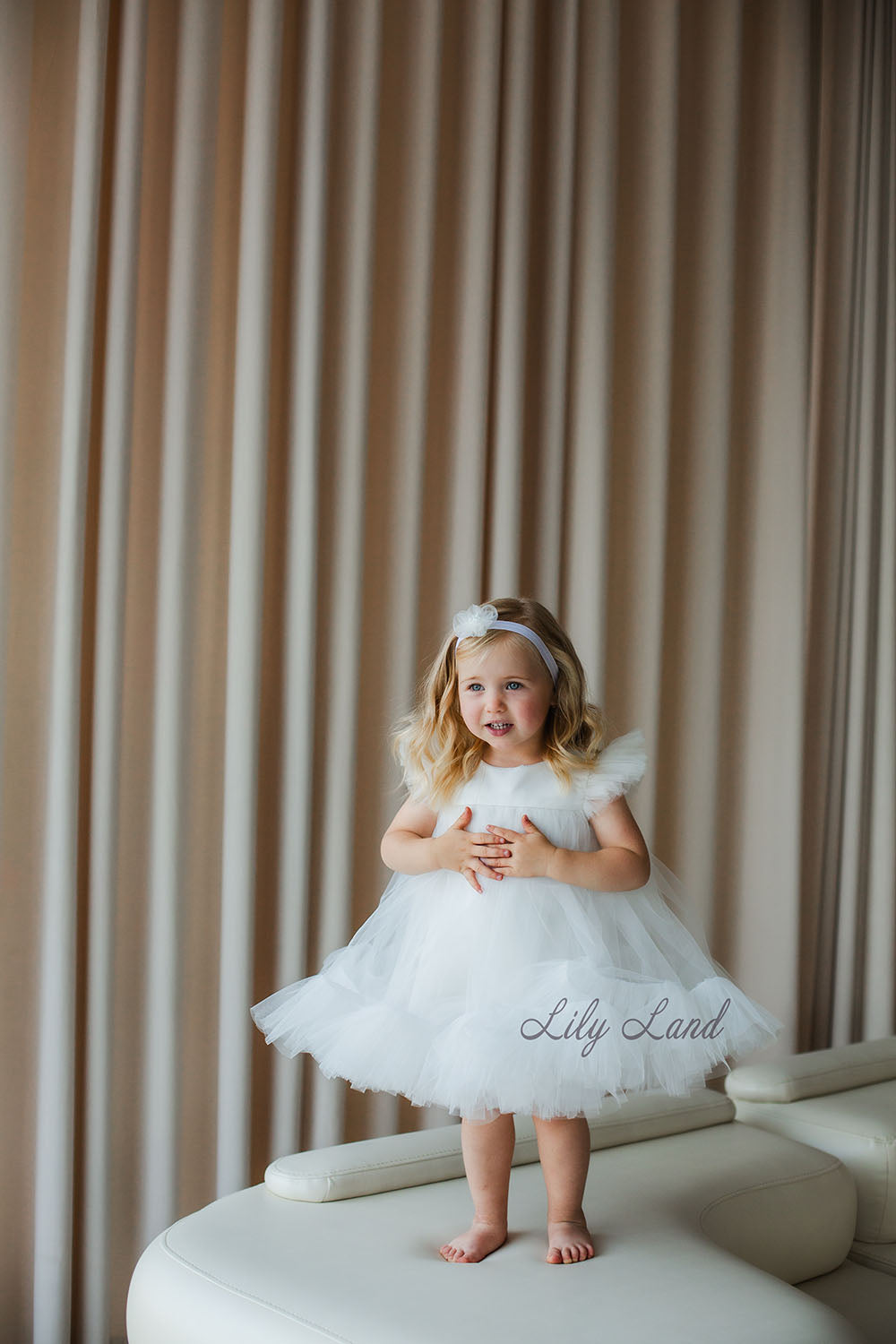 Belle Tulle Girl Dress in White