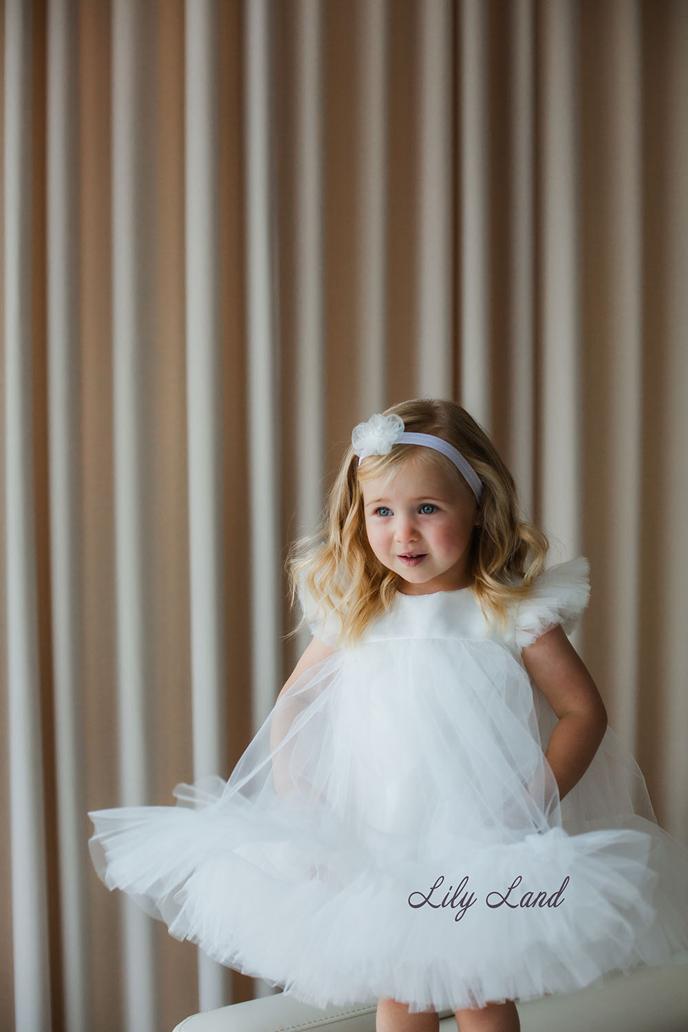 Belle Tulle Girl Dress in White