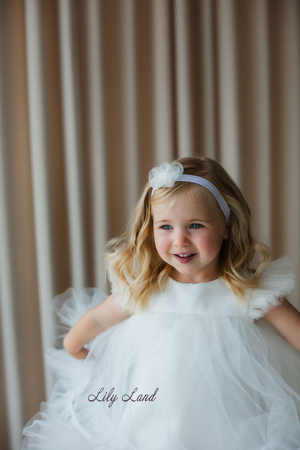 Belle Tulle Girl Dress in White