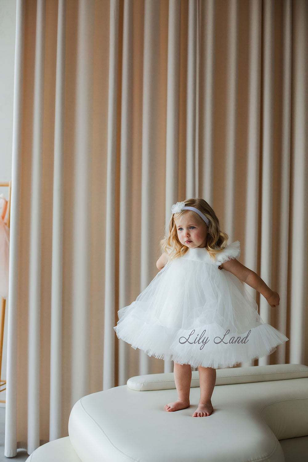 Belle Tulle Girl Dress in White
