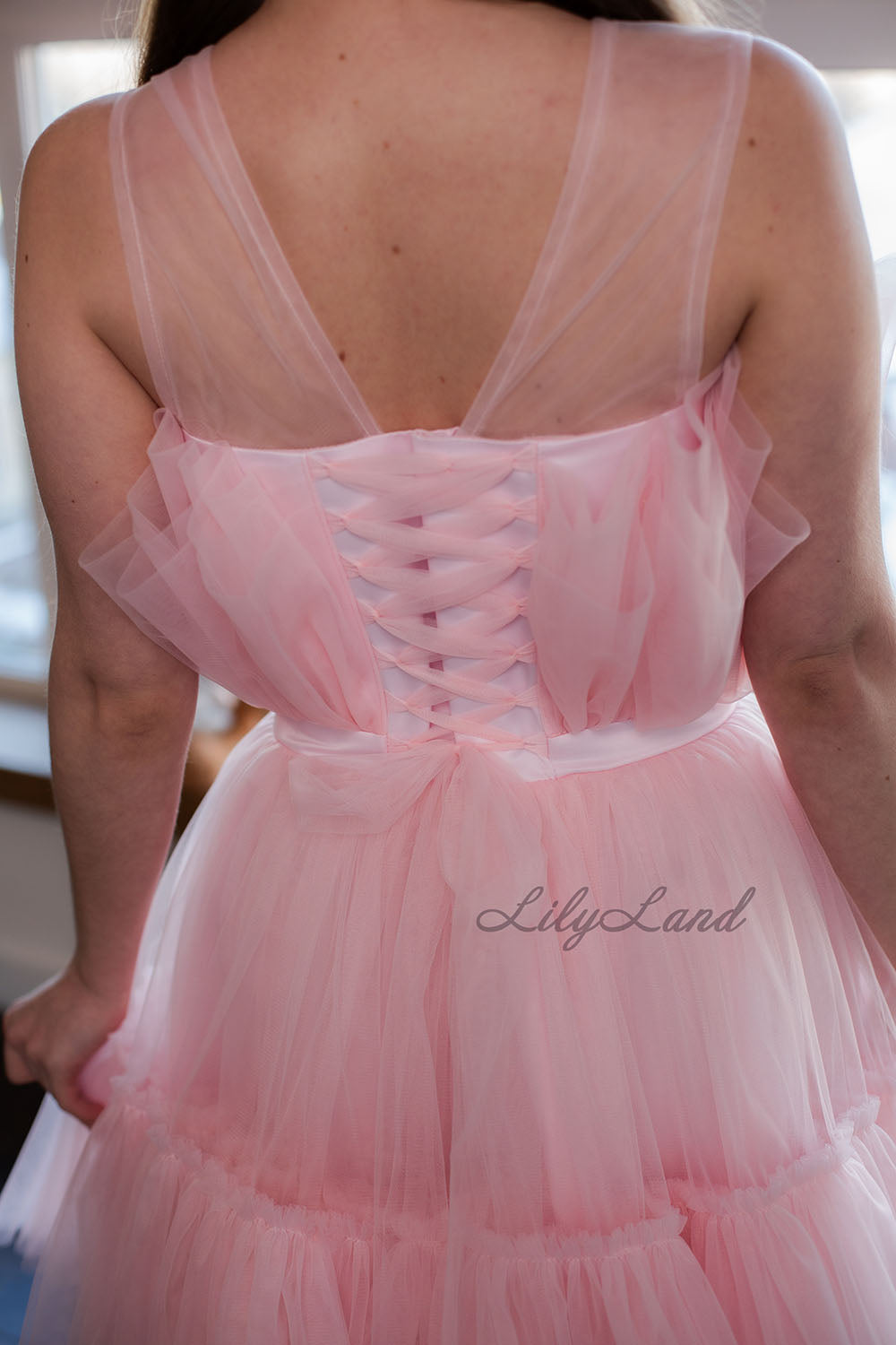 Barbie Matching Tulle Dresses Mommy and Daughter in Blush Pink with Train