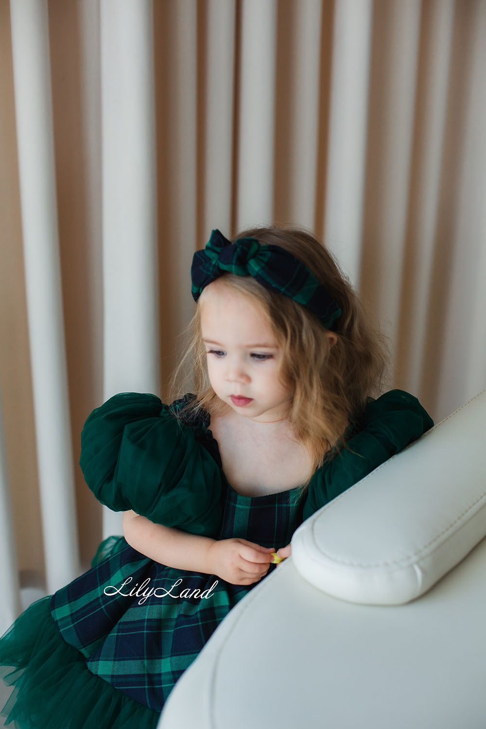 Tartan Plaid Knot Christmas Girl Headband in Red