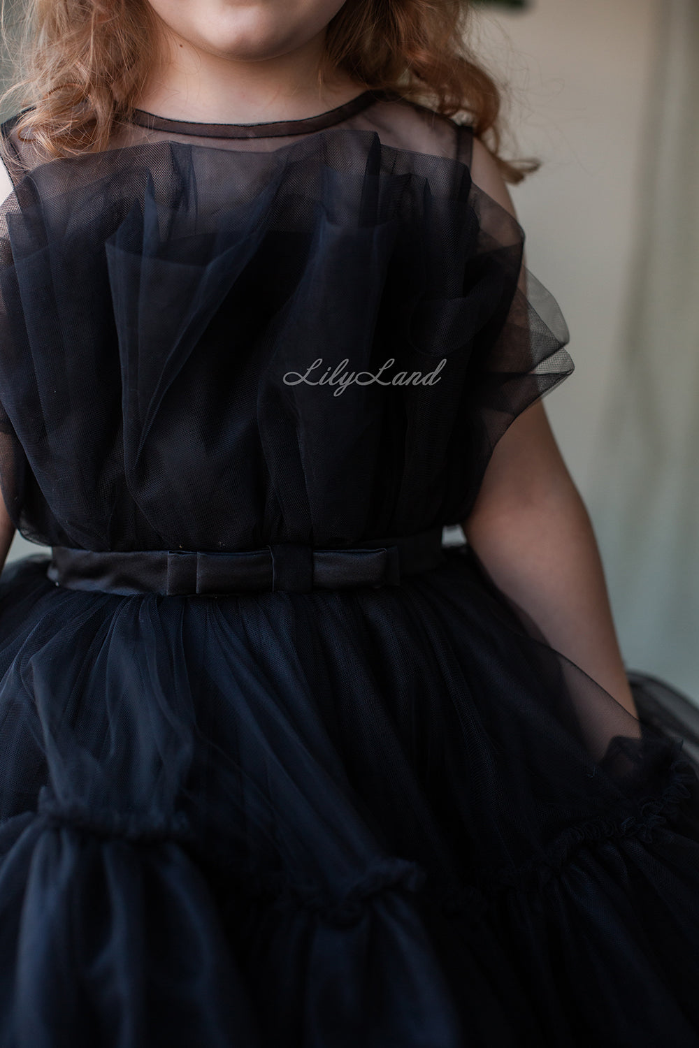 Barbie Matching Tulle Dresses Mommy and Daughter in Black with Train