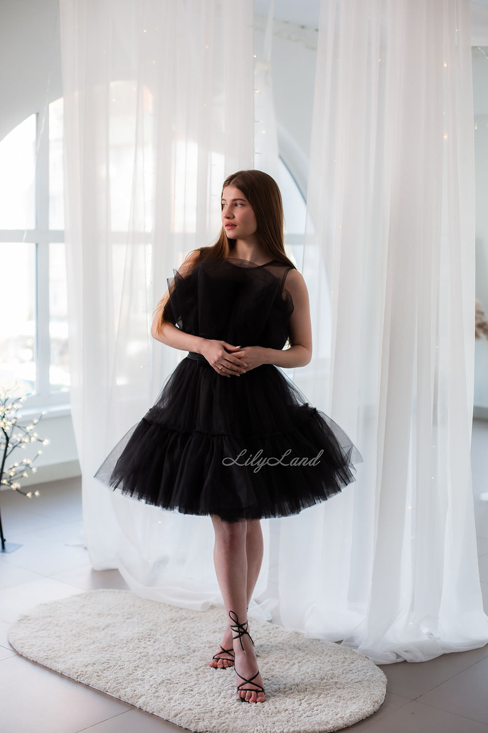Barbie Matching Tulle Dresses Mommy and Daughter in Black with Train