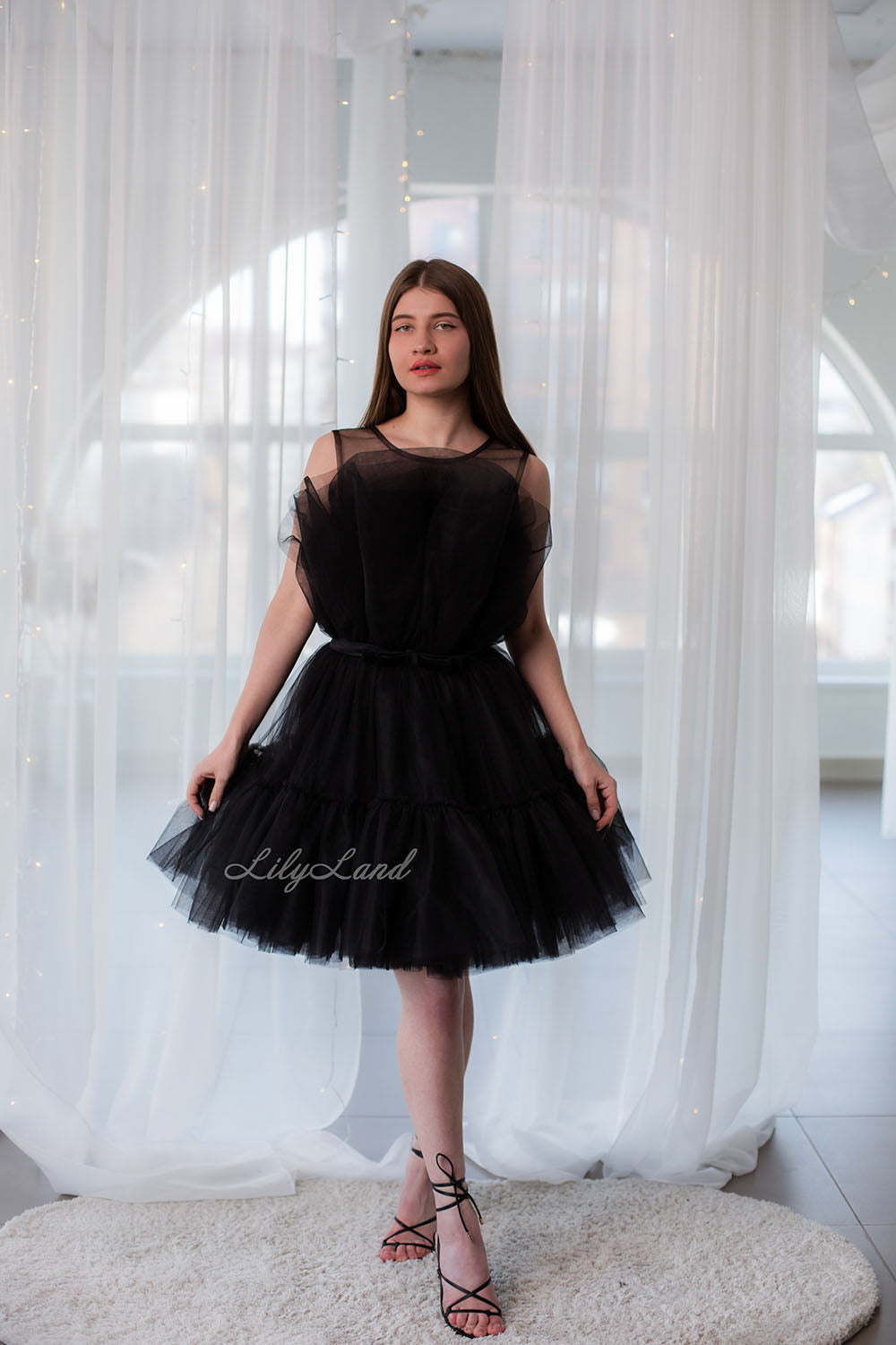 Barbie Matching Tulle Dresses Mommy and Daughter in Black with Train
