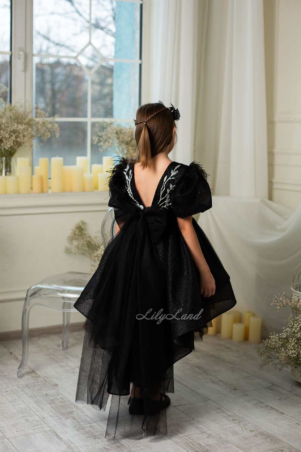 Daphne Sparkling Girl Dress in Black
