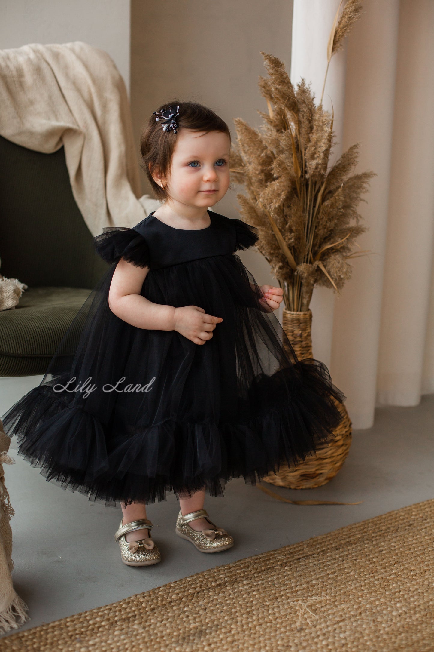 Belle Tulle Girl Dress in Peach