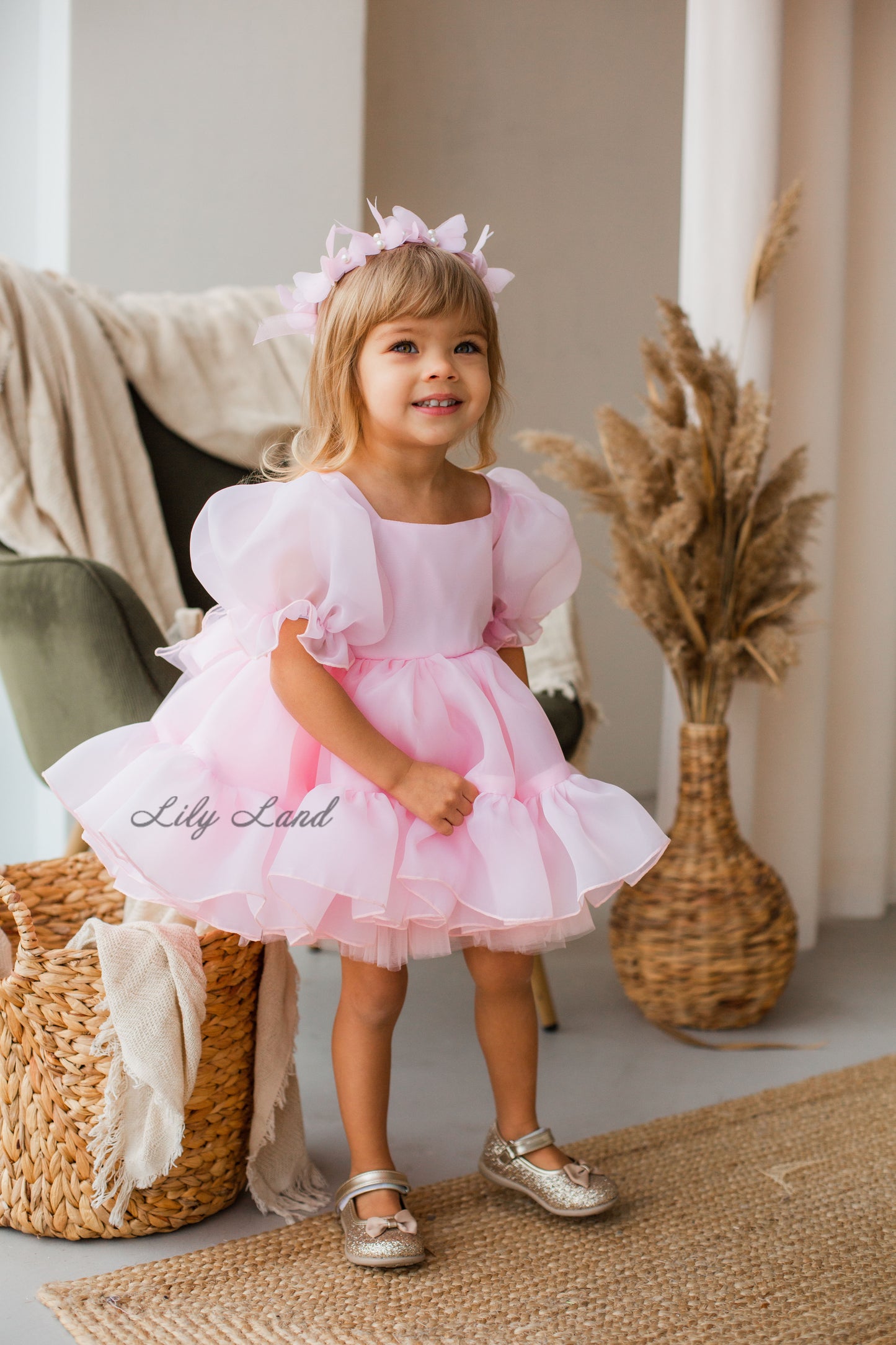 Marseille Puffy Girl Dress in Blush Pink