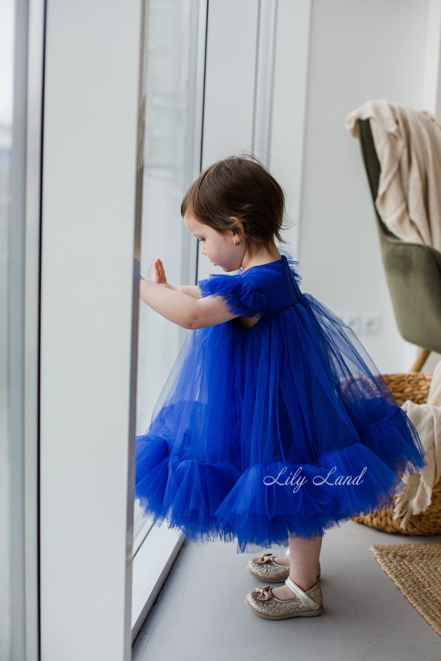 Belle Tulle Girl Dress in Peach