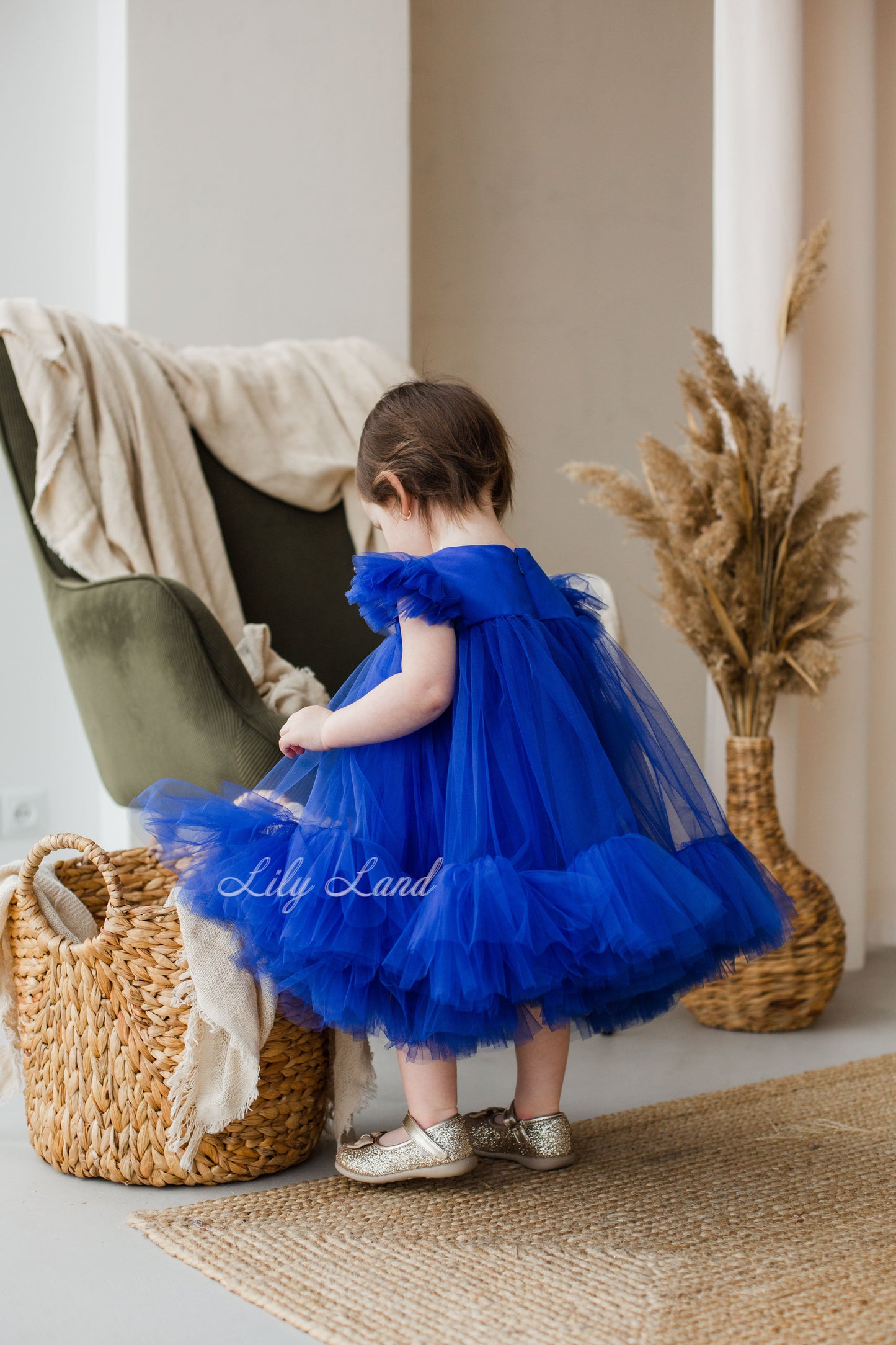 Belle Tulle Girl Dress in Peach