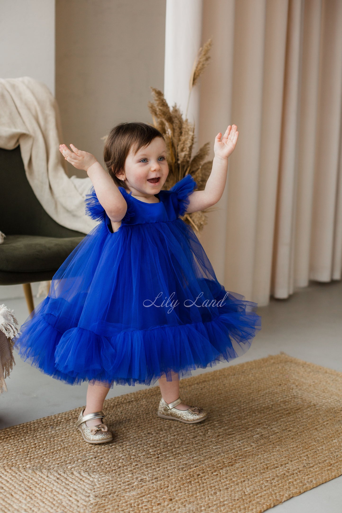 Belle Tulle Girl Dress in Peach