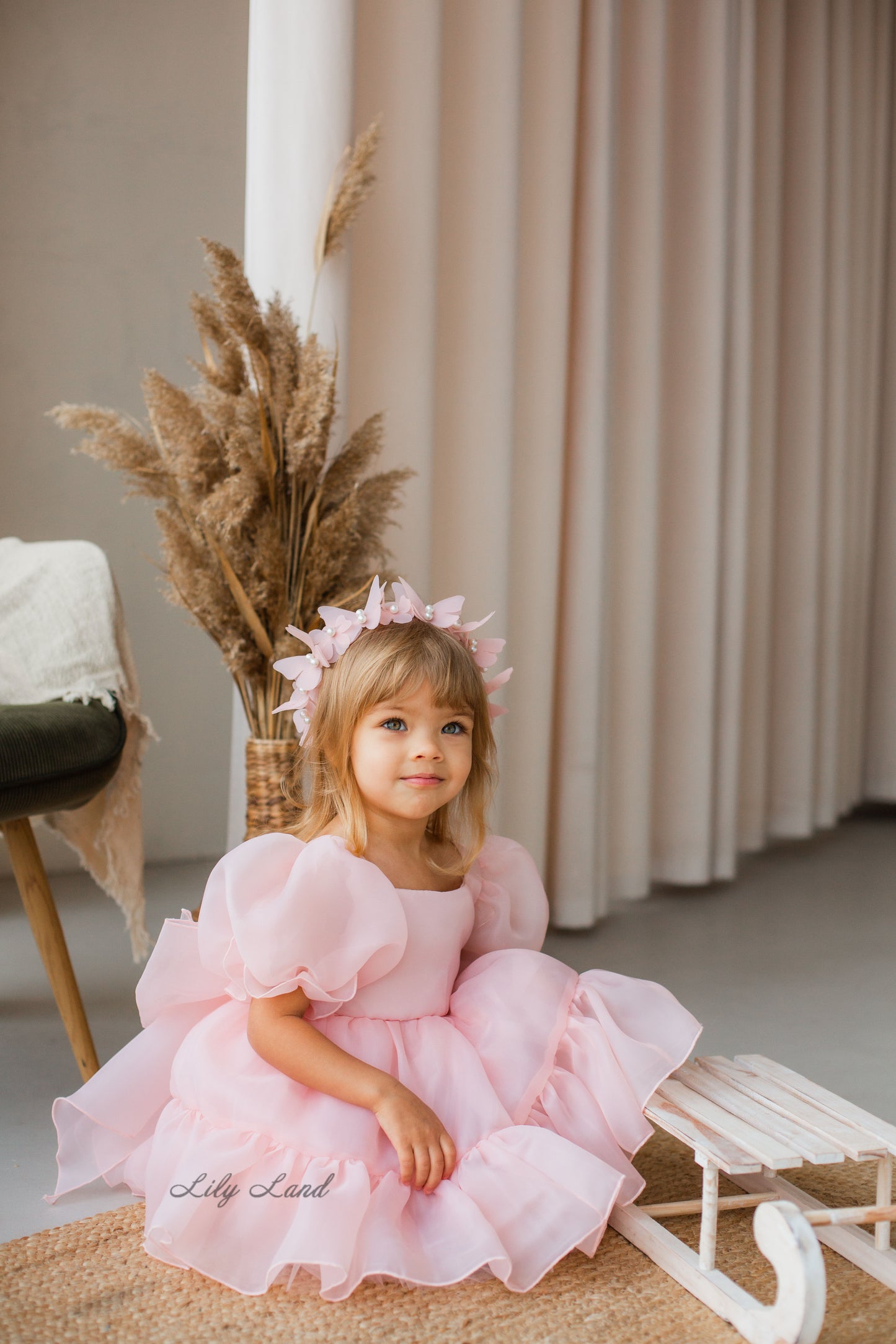 Marseille Puffy Girl Dress in Blush Pink