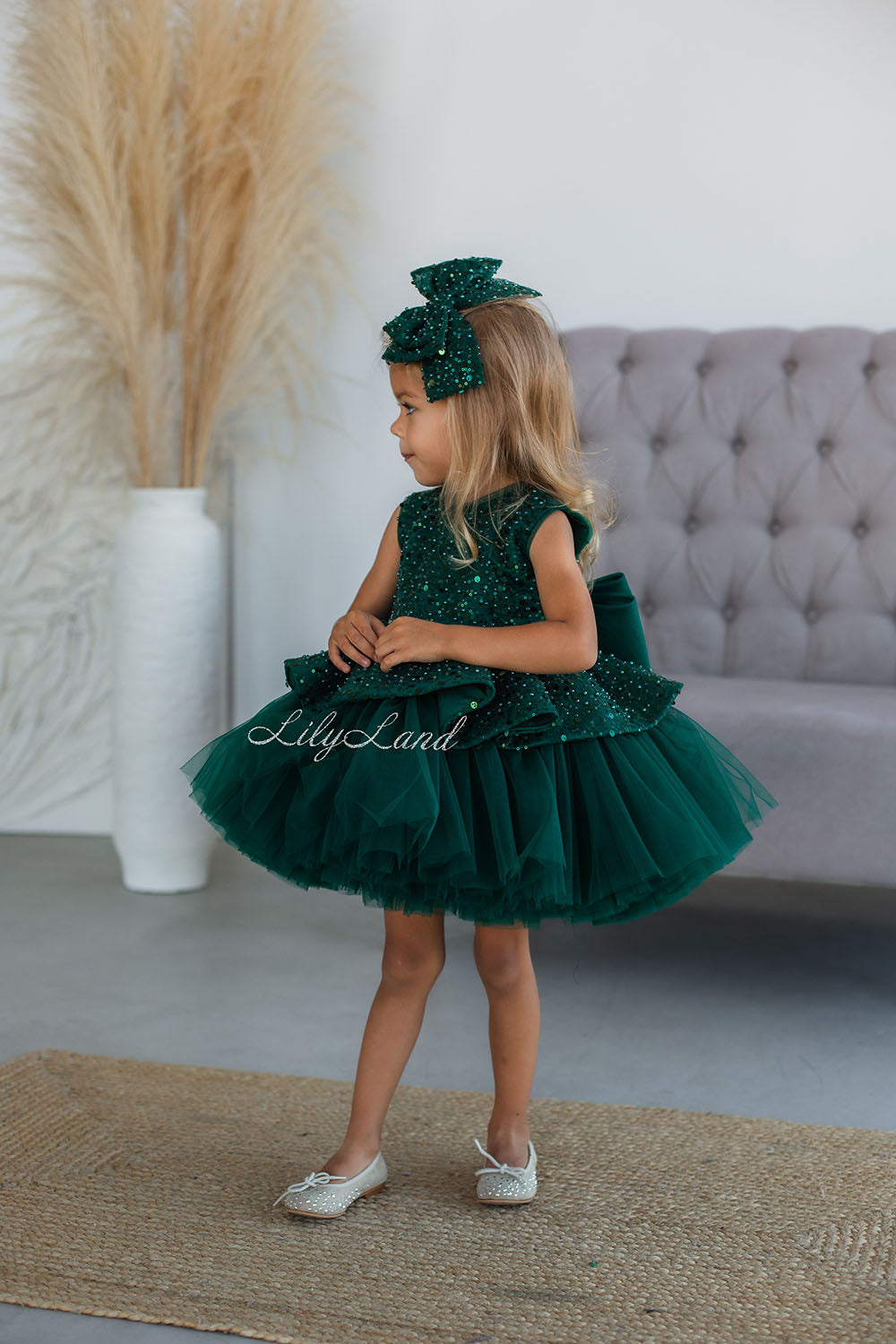Nancy Tutu Girl Dress in Emerald Green